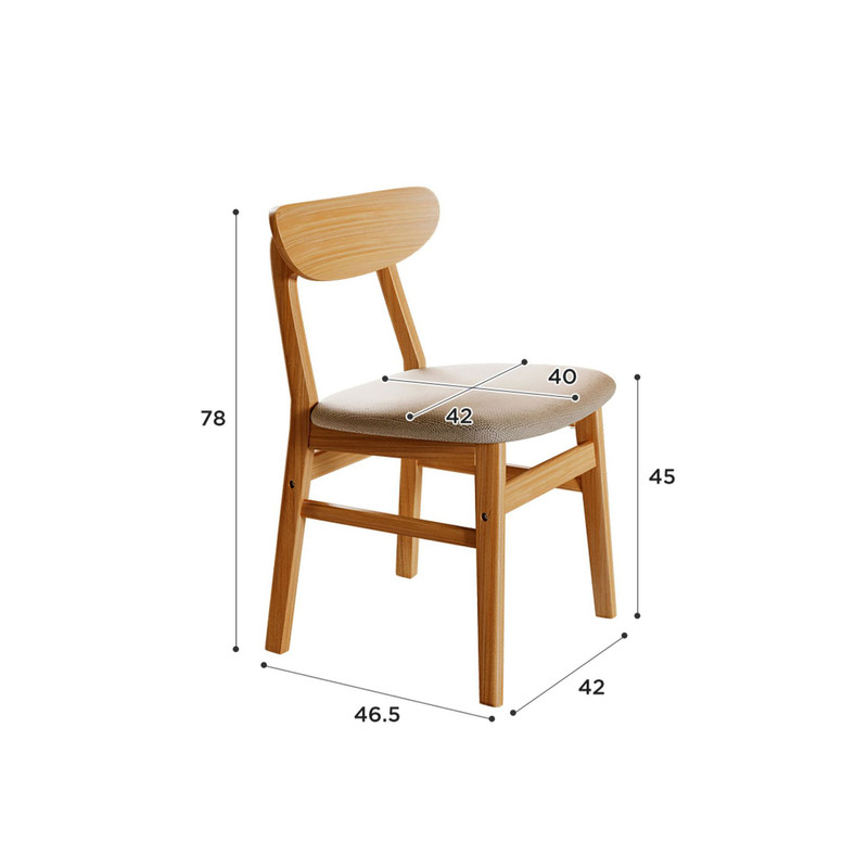 V488-CR-WDW-173732-00 Dining Chairs Kitchen Chair Natural Wood Linen Fabric Cafe Lounge Chairs - Image 1