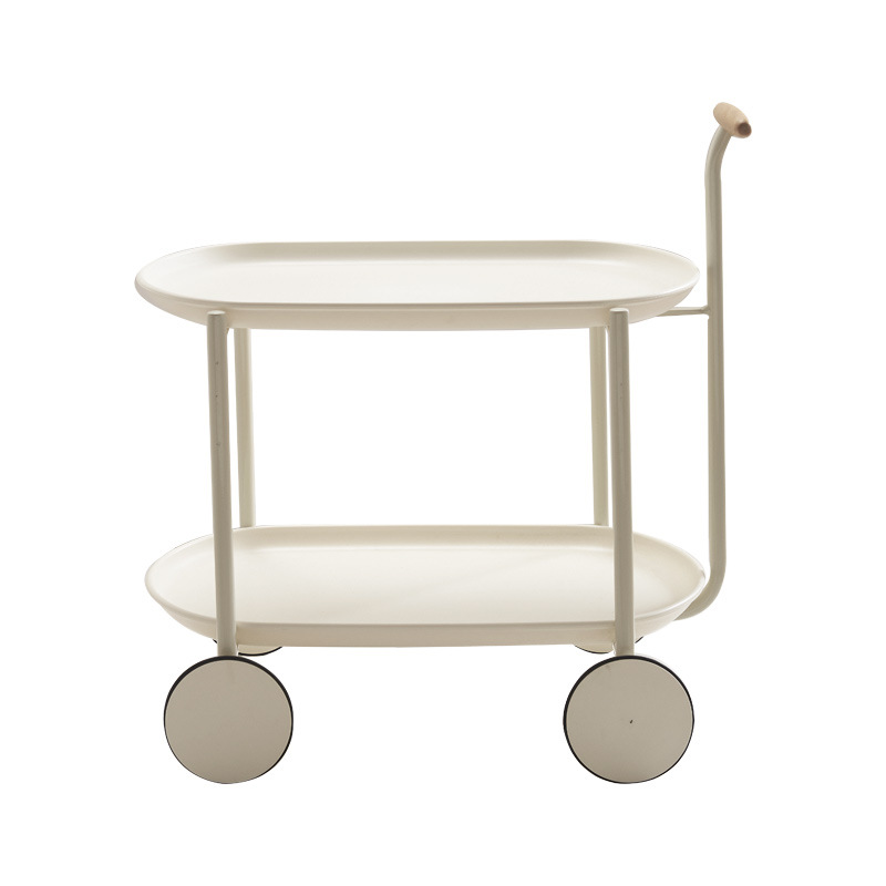 V488-FCTMC-OW-90865-00 Movable Modern Trolley Small Unit Coffee Table Cart Storage Sofa Side Table with Wheels - Image 1