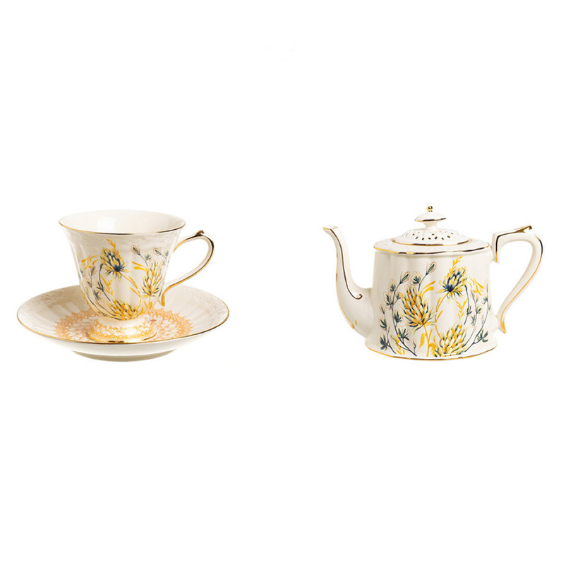 V488-TP-EOWTCS-EOW-118032-00 Ears of wheat European afternoon tea coffee cups saucers and teapot - Image 1