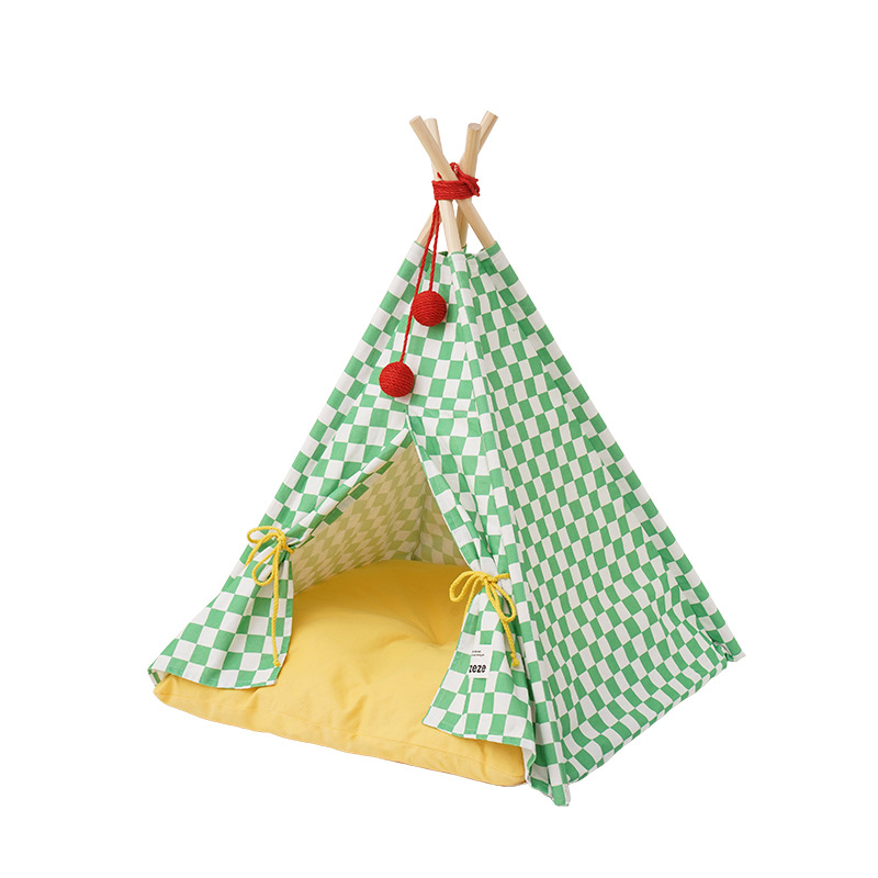 V488-Z1B00098-89698-00 Solid wood pet tent nest with removable mattress - Image 1