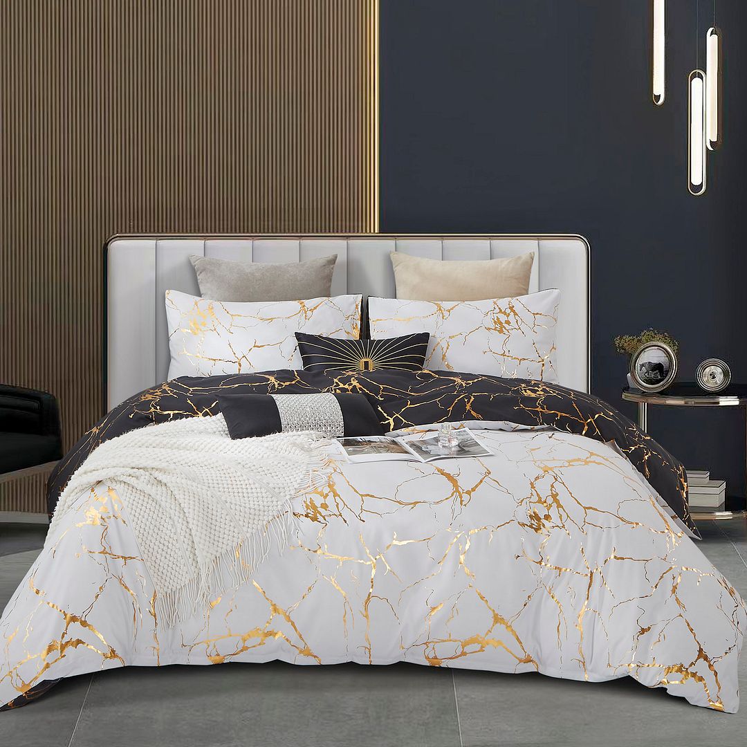 V493-MK-460B-202509081314-00 Adana Reversible King Size Bed Quilt/Duvet Cover Set - Image 1