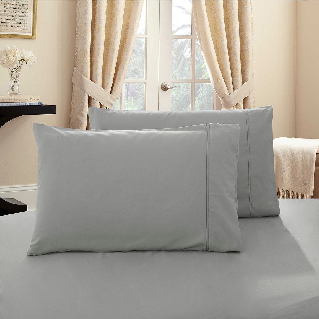 V493-QP-06-88583-00 1000TC Premium Ultra Soft Queen size Pillowcases 2-Pack - Grey - Image 1