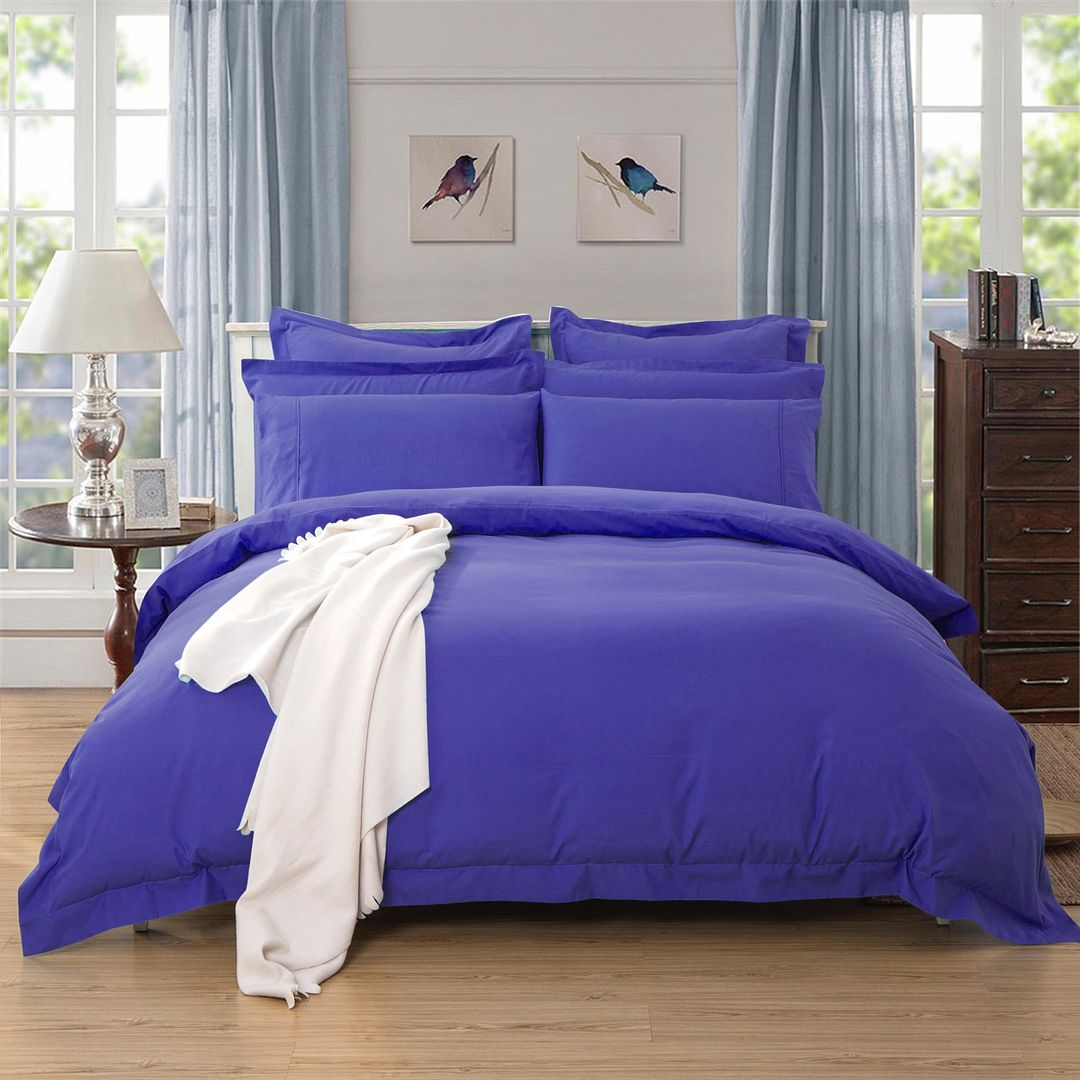 V493-S-3-88174-00 1000TC Tailored Single Size Royal Blue Duvet Quilt Cover Set - Image 1