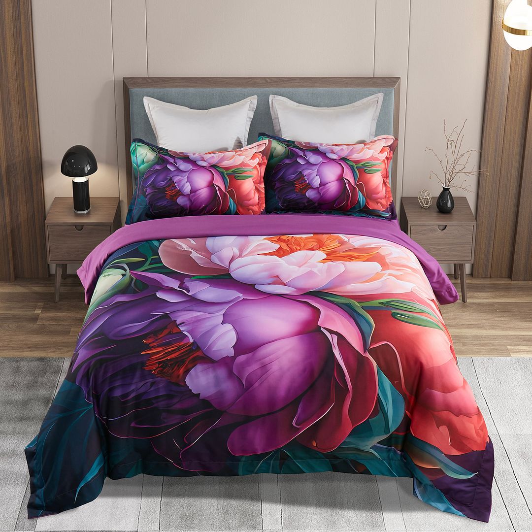 V493-SM-SK-07-150781-00 Kaie Floral Quilt Cover Set - Super King Size - Image 1
