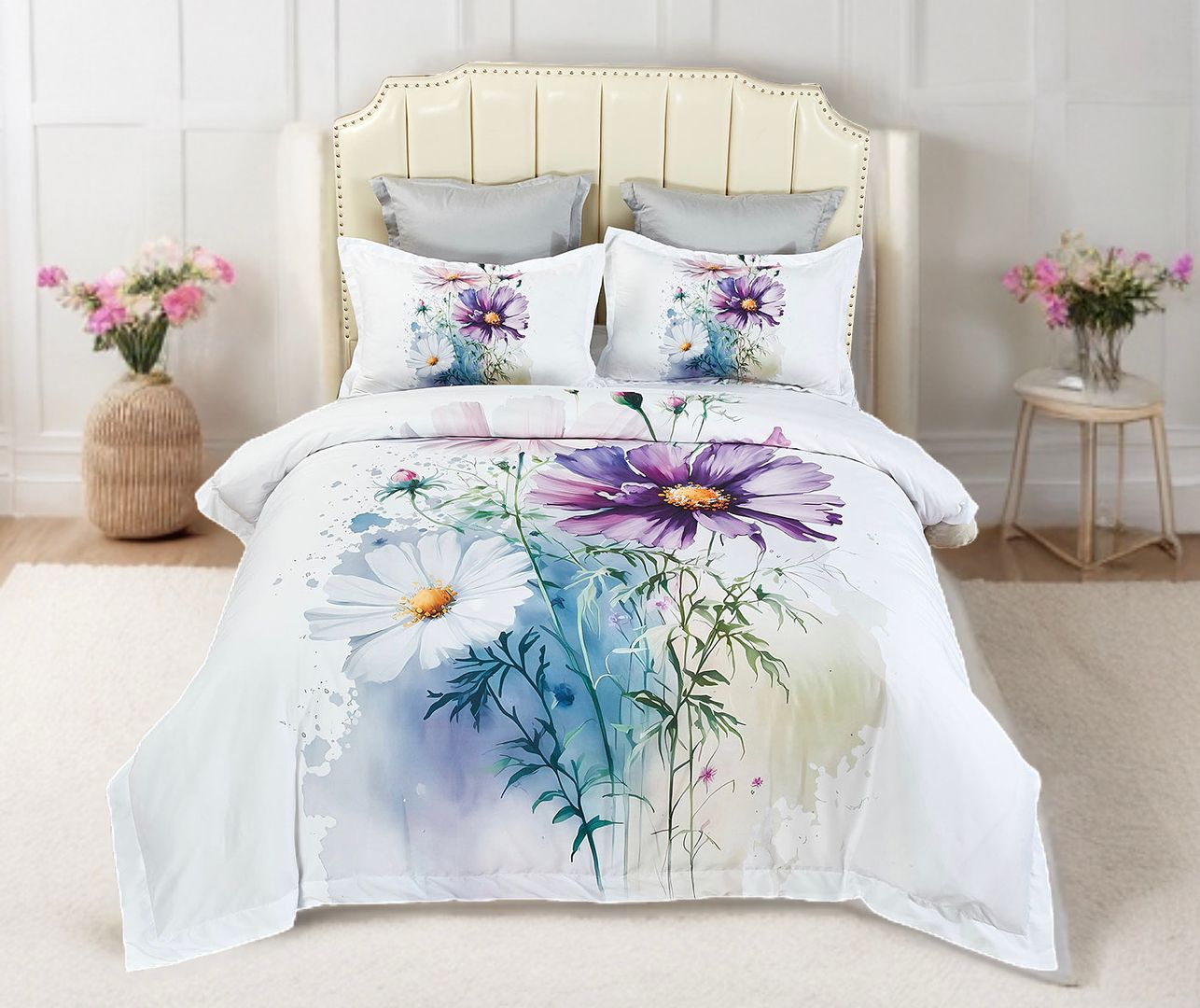 V493-SM-SK-17-150813-00 Marrea Floral Quilt Cover Set - Super King Size - Image 1