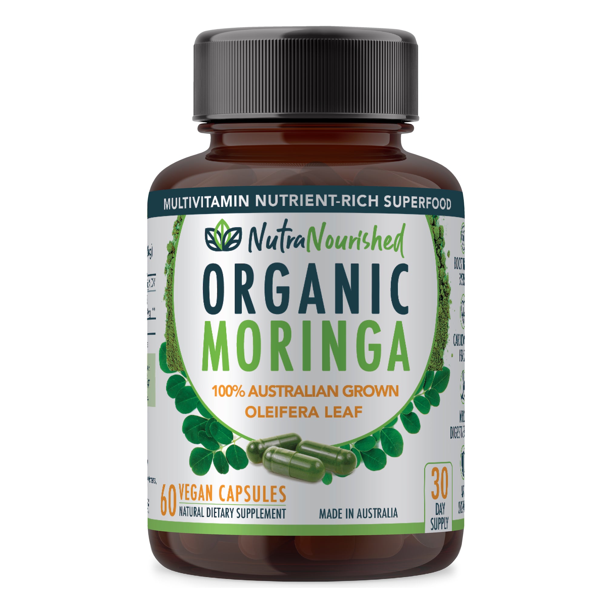 V497-MORINGA-CAPS-60-88743-00 Organic Pure Moringa Leaf Capsules , 60 Vegan Capsules - Image 1
