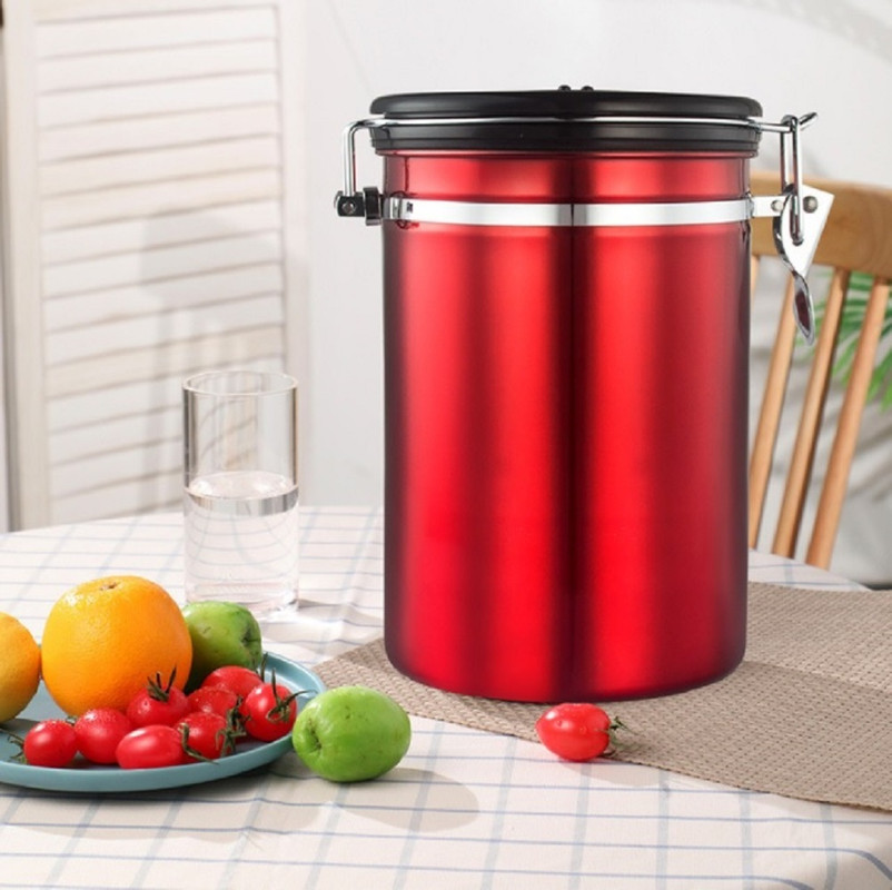 V498-COFFEECONTAINERRDS-173434-00 1.2L Storage Container with Spoon Red - Image 1