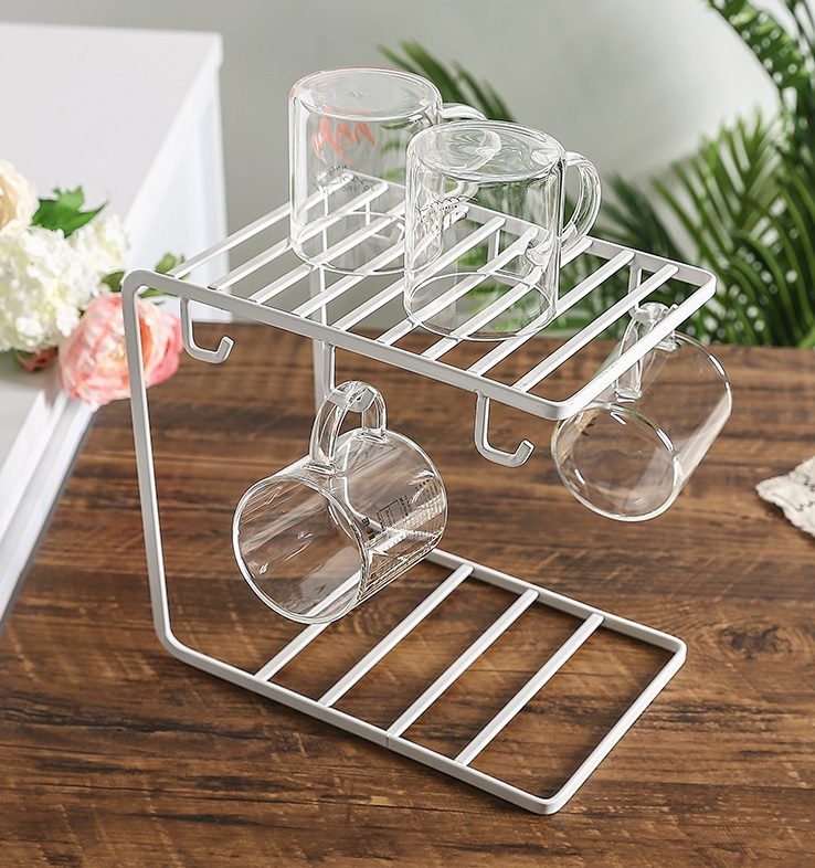 V498-CUPSTANDWH-95078-00 Cup Mug Holder Plate Rack Stand White - Image 1