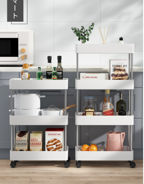 V498-NARROWTROLLEY3-95116-02 Narrow Rolling Storage Cart 3 Tier - Image 1