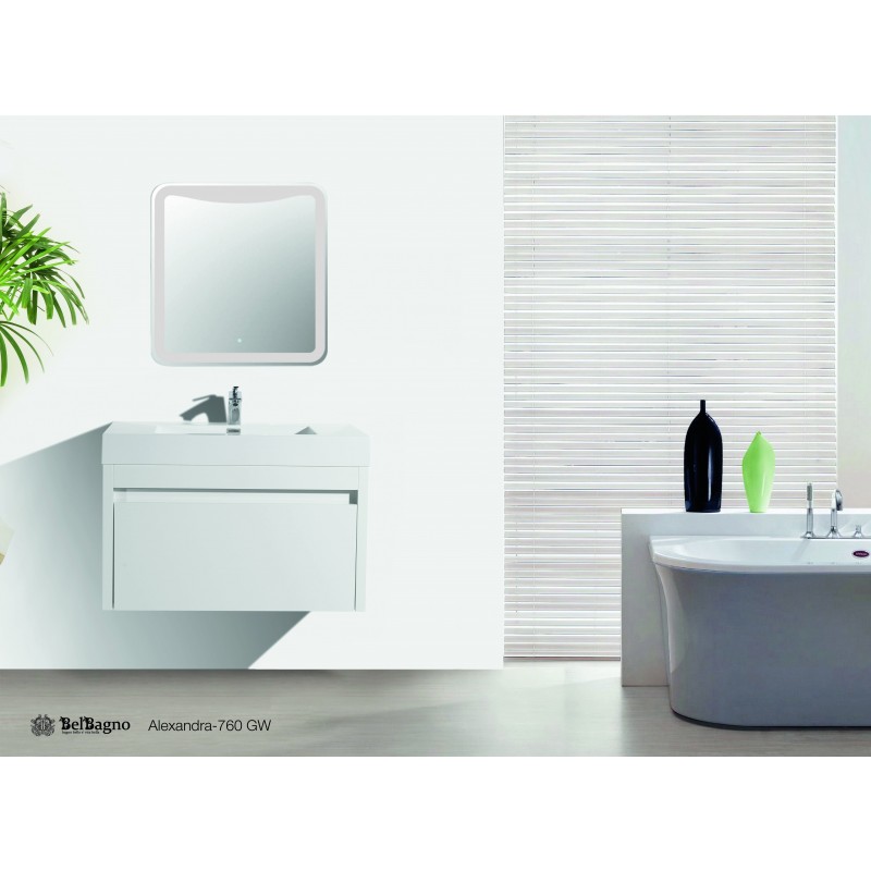 V503-ALEX-760W-GWALEX-EA-760-95634-00 Alexandra wall hung bathroom vanity in Gloss White - Image 1