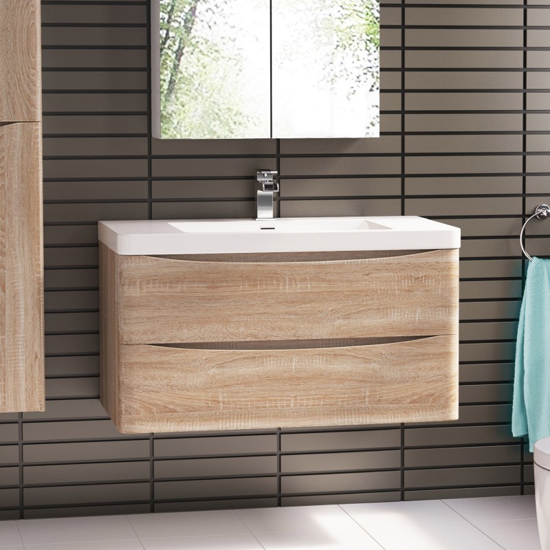 V503-ANC-1200W-WOANC-EA-1200-95645-00 Ancona wall hung bathroom vanity 1200mm White Oak - Image 1