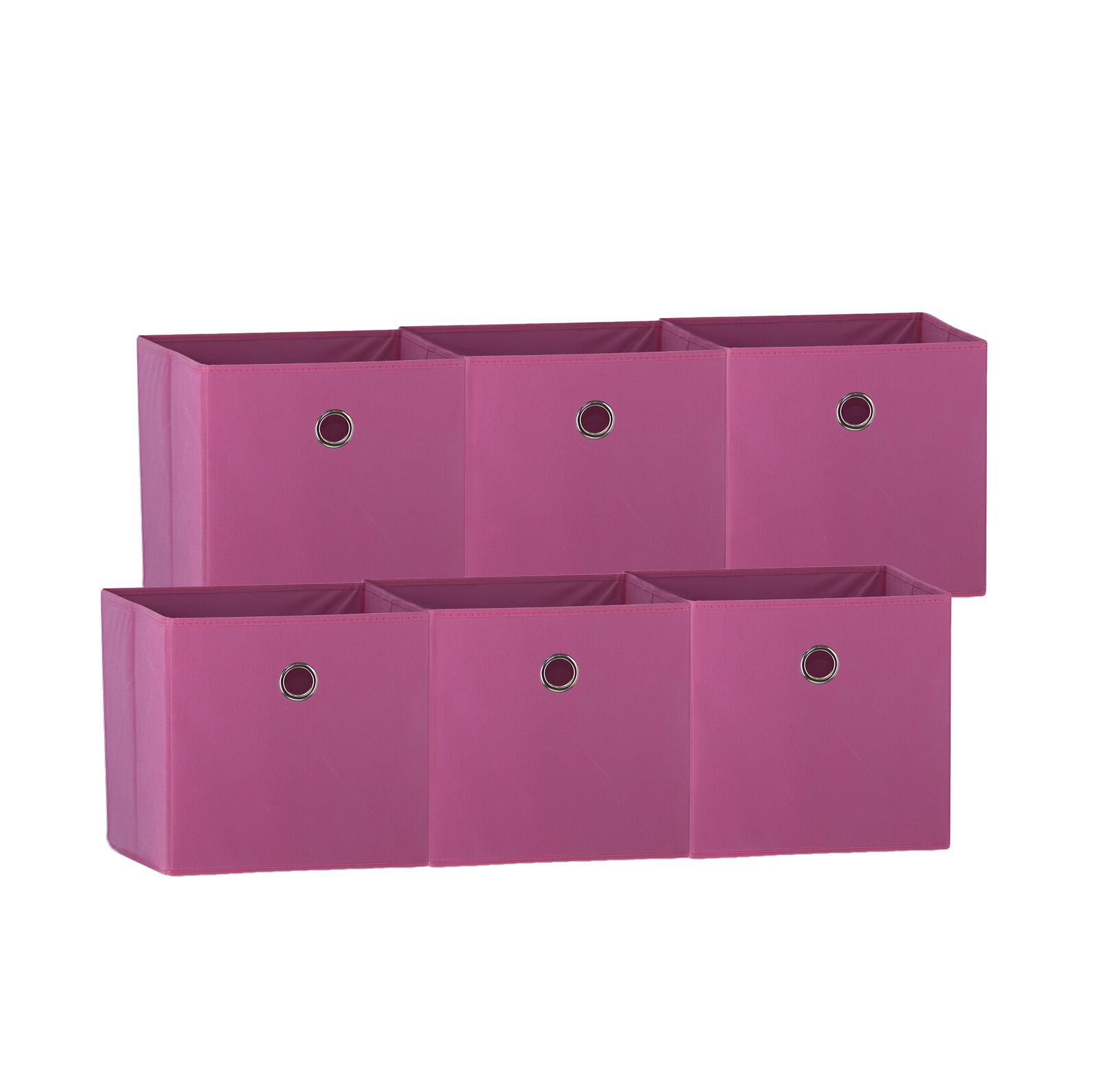 V510-333733_DARKPINK_6X-202503121015-00 SORTI 33x33x27 CM Dark Pink 6-Pack Foldable Storage Cubes - Fabric Bookcase Organizers for Toys and More - Image 1