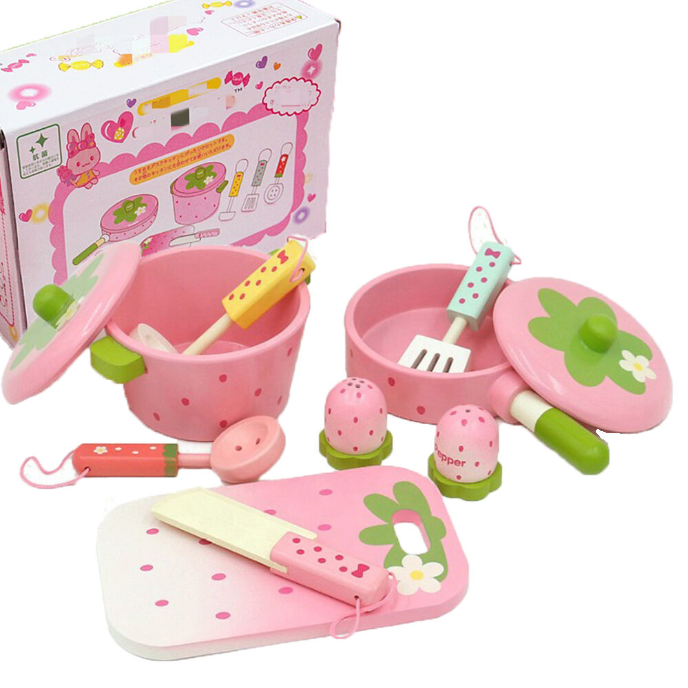 V510-AT5414-202507011638-00 11 Pieces Kids Wooden Kitchen Play Set - Image 1
