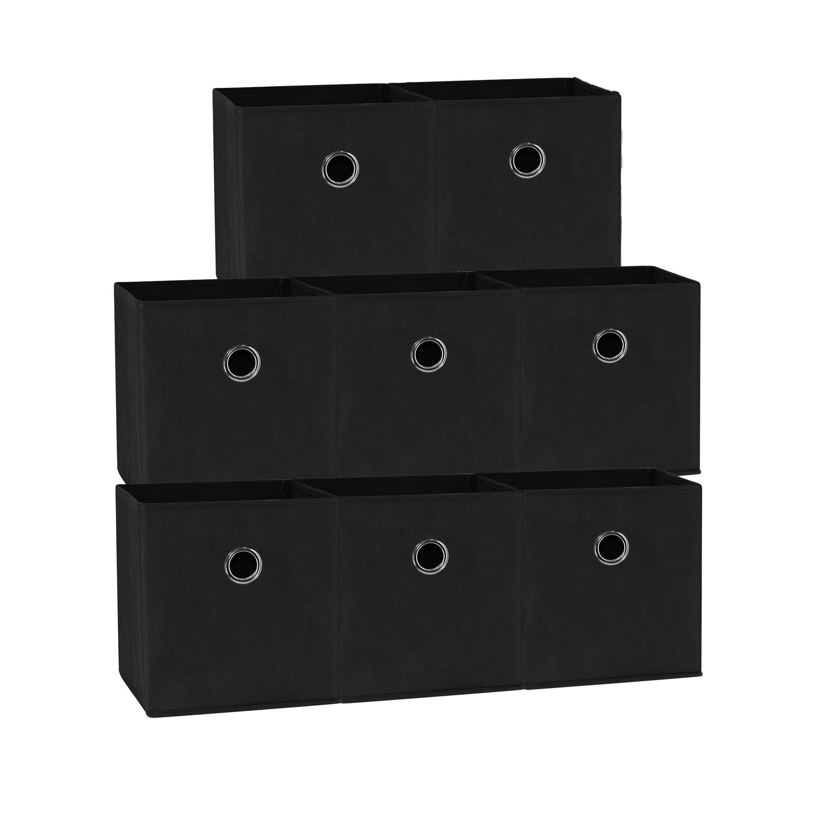 V510-SML_BLACK_8X-202503121016-00 SORTI 27x28x27 CM Black 8-Pack Foldable Storage Cubes - Fabric Bookcase Organizers for Toys and More - Image 1