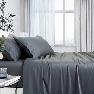 V517-BCSS1000-DCHA-94450-00 1000tc bamboo cotton sheet set charcoal double - Image 1