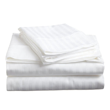 V517-MFSP-QW-94591-00 soft stripe microfibre sheet set queen white - Image 1