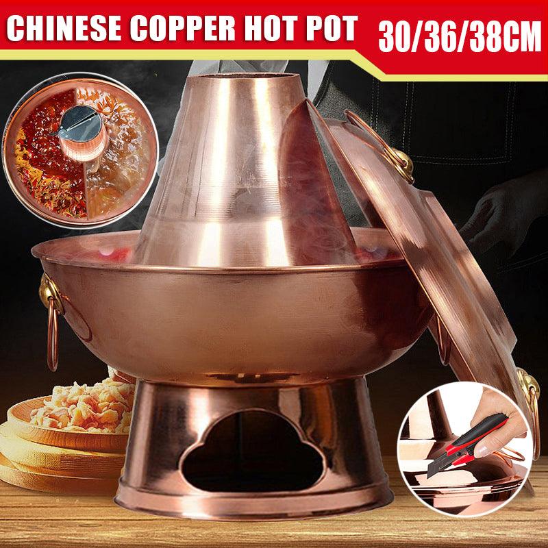 V528-SM00602-YYG36CM-357298-202503282140-00 Stainless Steel Charcoal Chinese Copper Hot Pot Old Beijing Cookware Camping HOT - 36CM - Image 1