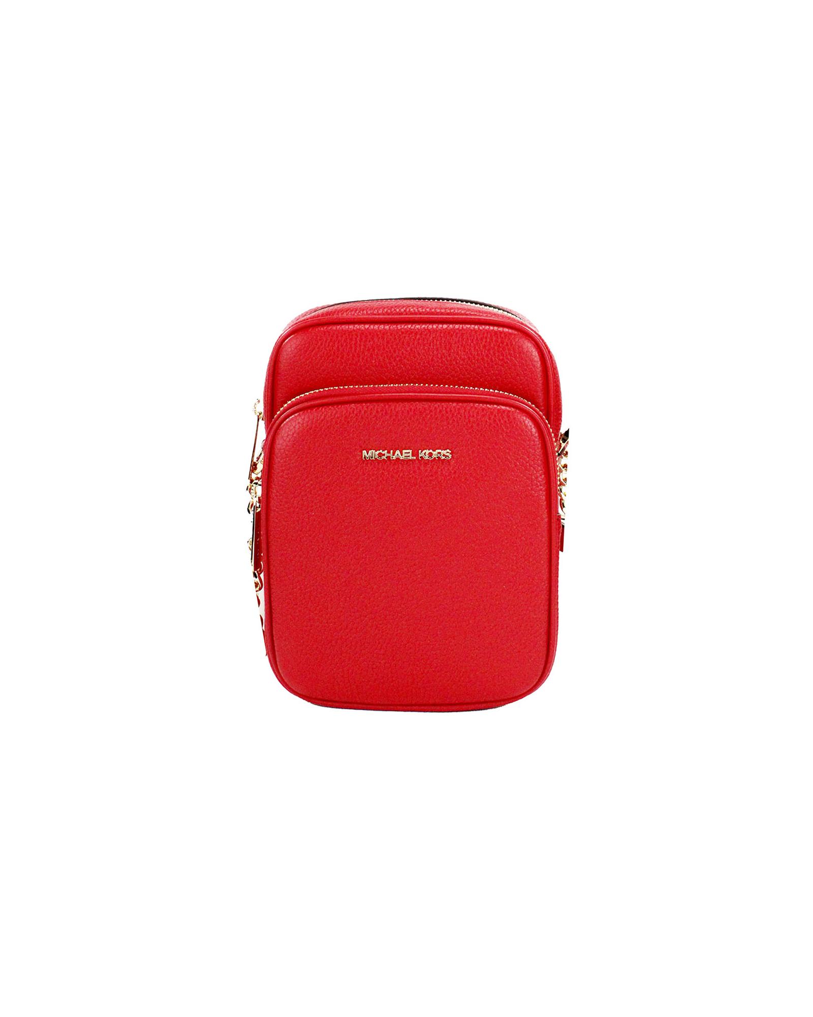 V539-73895-202506111612-00 Michael Kors Women's Jet Set Bright Red Pebbled Leather North South Chain Crossbody Bag - One Size - Image 1