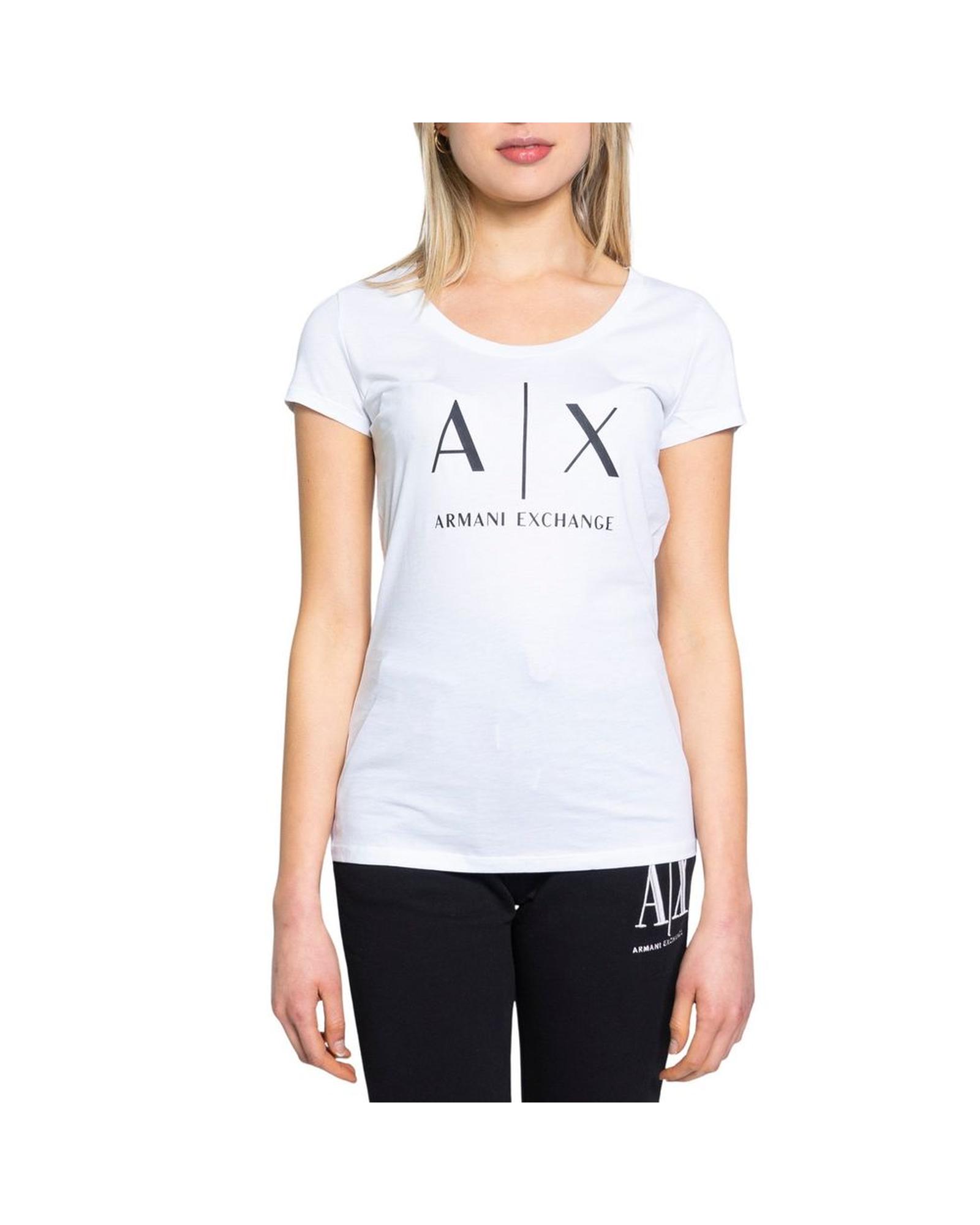 V539-AR-6515800008-XL-202506111631-00 Armani Exchange Women's White Cotton Tops & T-Shirt - XL - Image 1