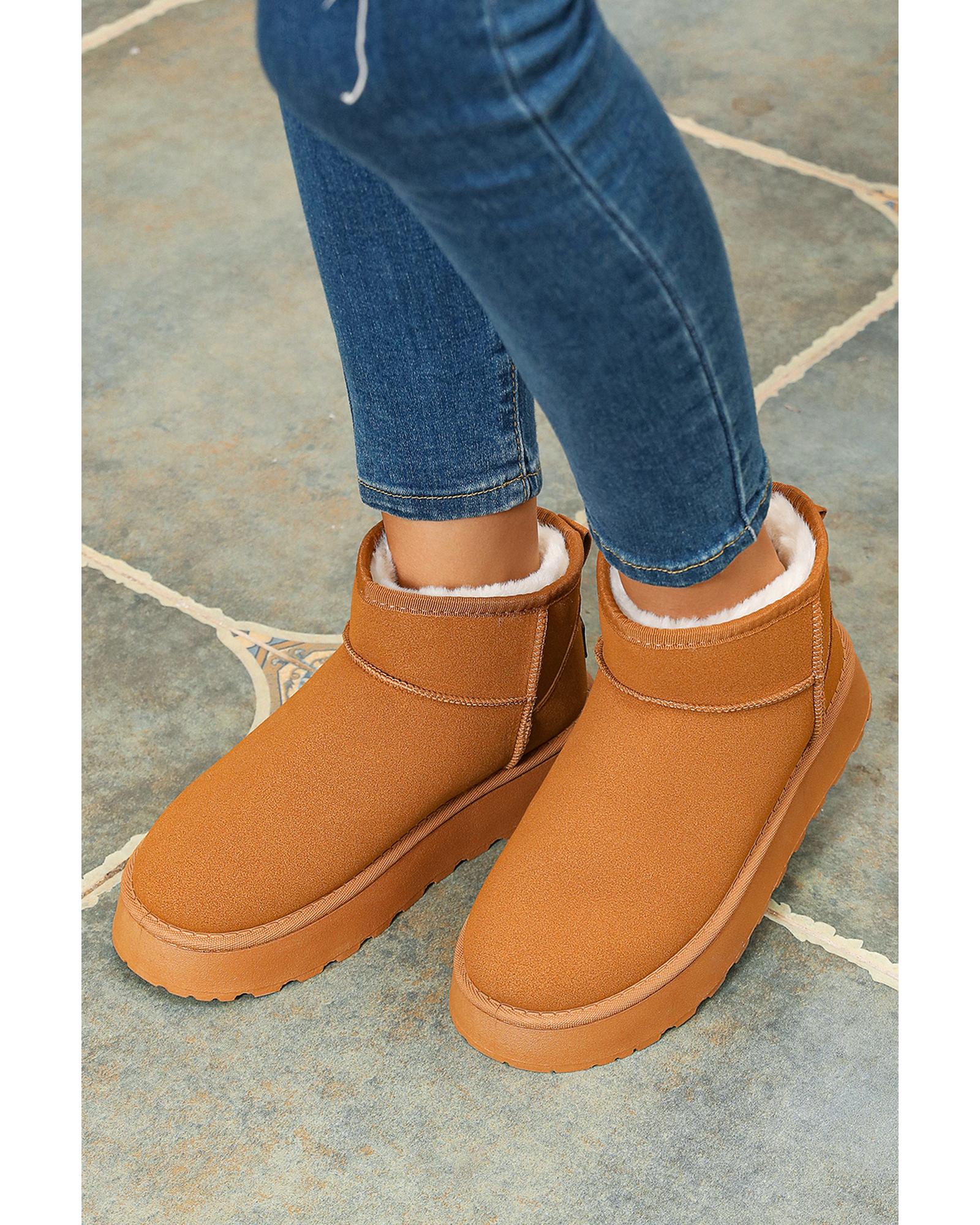 V539-AZEXBH023016-P2017-42-202508271635-00 Chestnut Faux Fur Lined Suede Ankle Snow Boots - 42 EU - Image 1