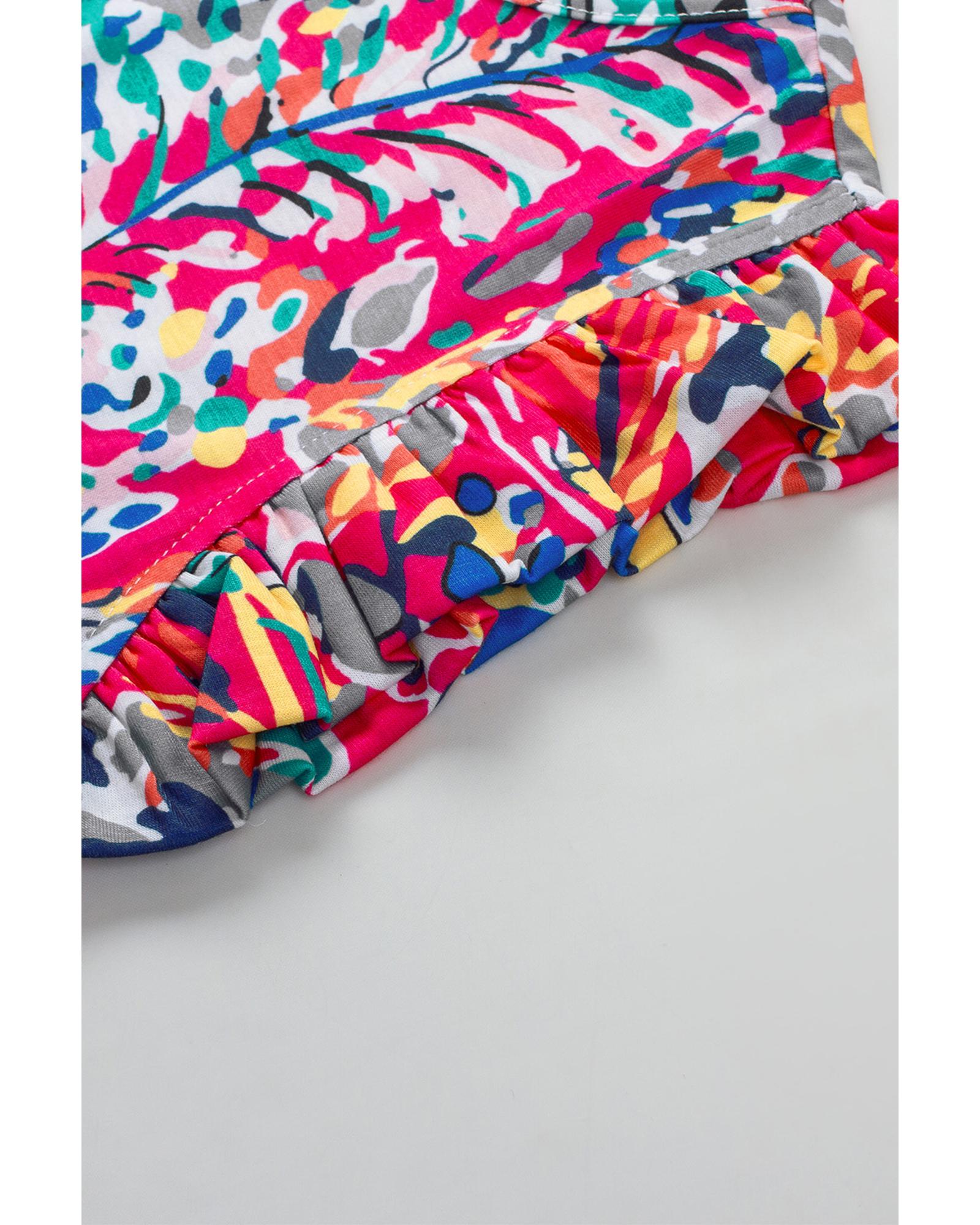 V539-AZEXDC25112445-6-L-202508280010-00 Rose Floral Print Tank Top with Ruffles - L - Image 1