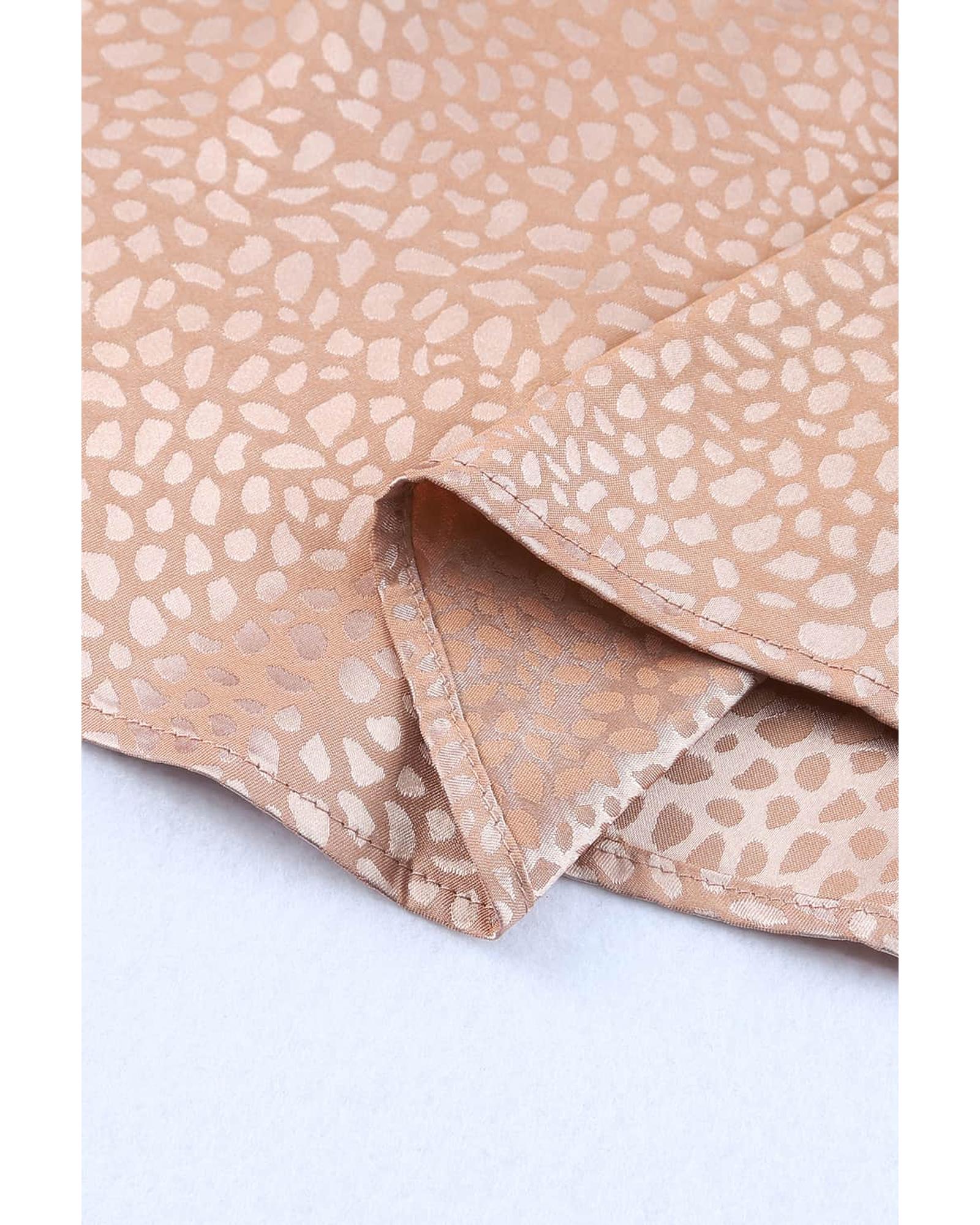 V539-AZEXDC25113655-10-L-202508270700-00 Pink Sleeveless Tie Mock Neck Leopard Tank Top - L - Image 1