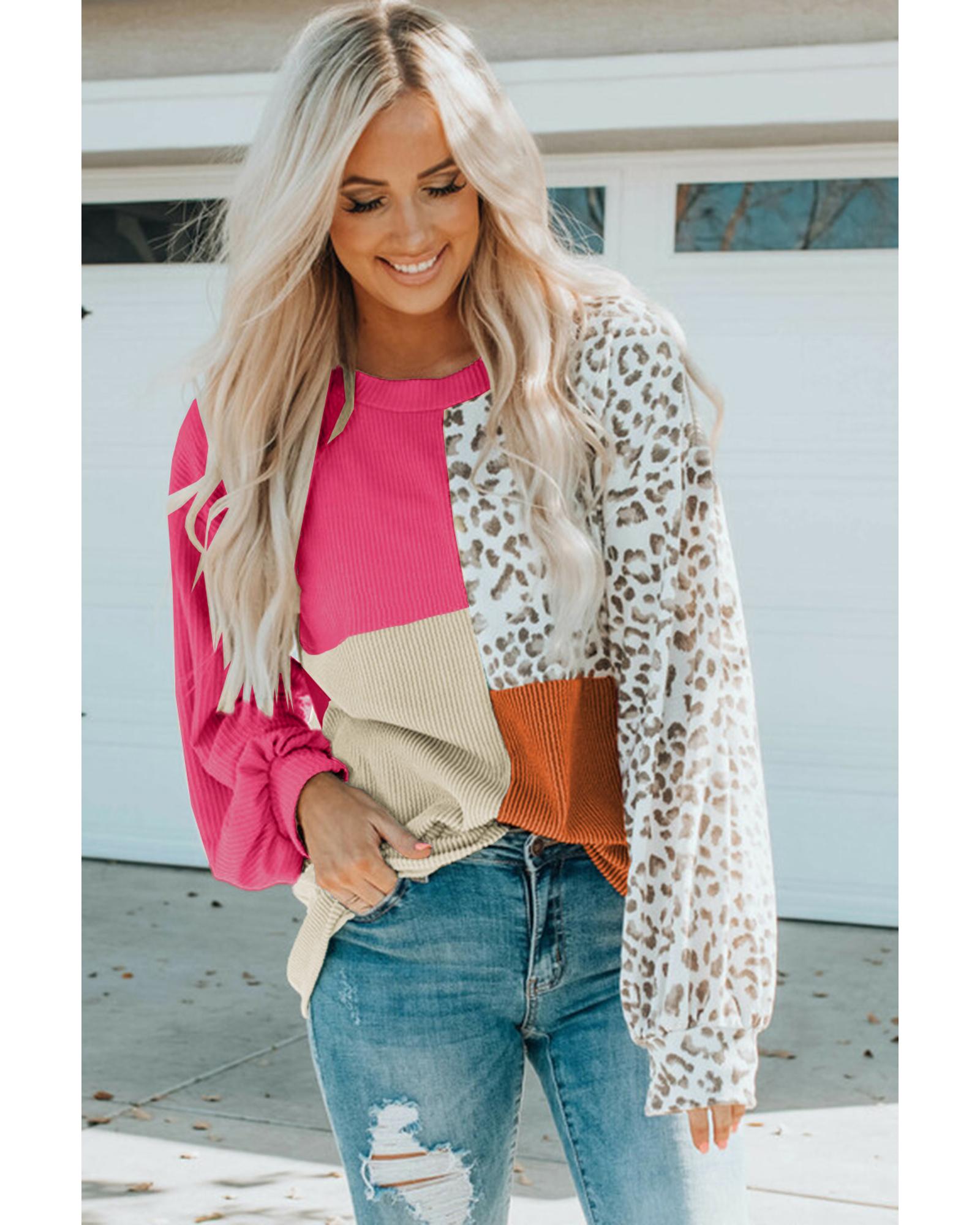 V539-AZEXDC25115166-6-M-202508290730-00 Azura Exchange Patchwork Ribbed Long Sleeve Top - M - Image 1