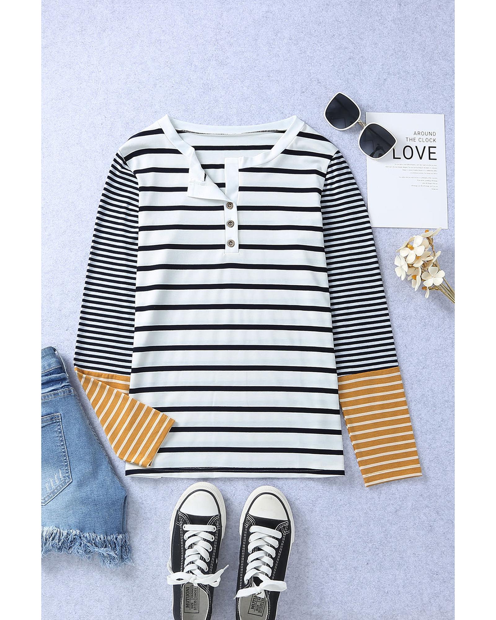 V539-AZEXDC25115171-19-XL-202508270020-00 Azura Exchange Stripe Button Henley Top - XL - Image 1