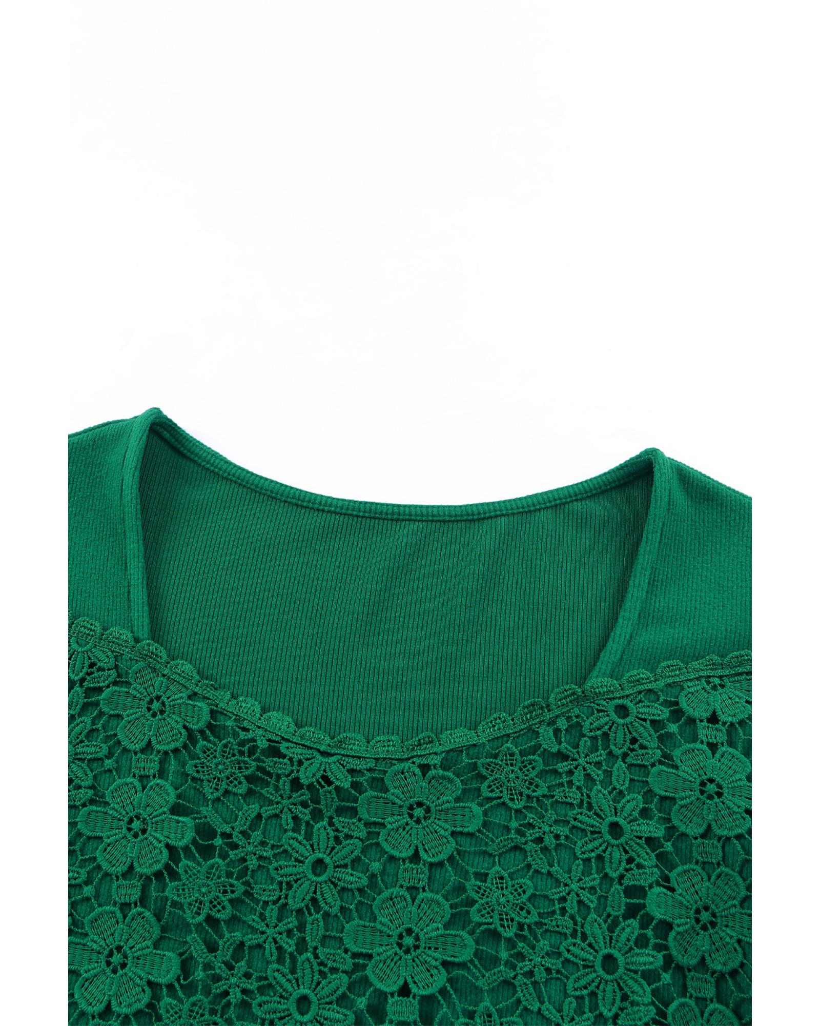 V539-AZEXDC25117207-9-S-202509010210-00 Azura Exchange Lace Crochet V Neck Top - S - Image 1