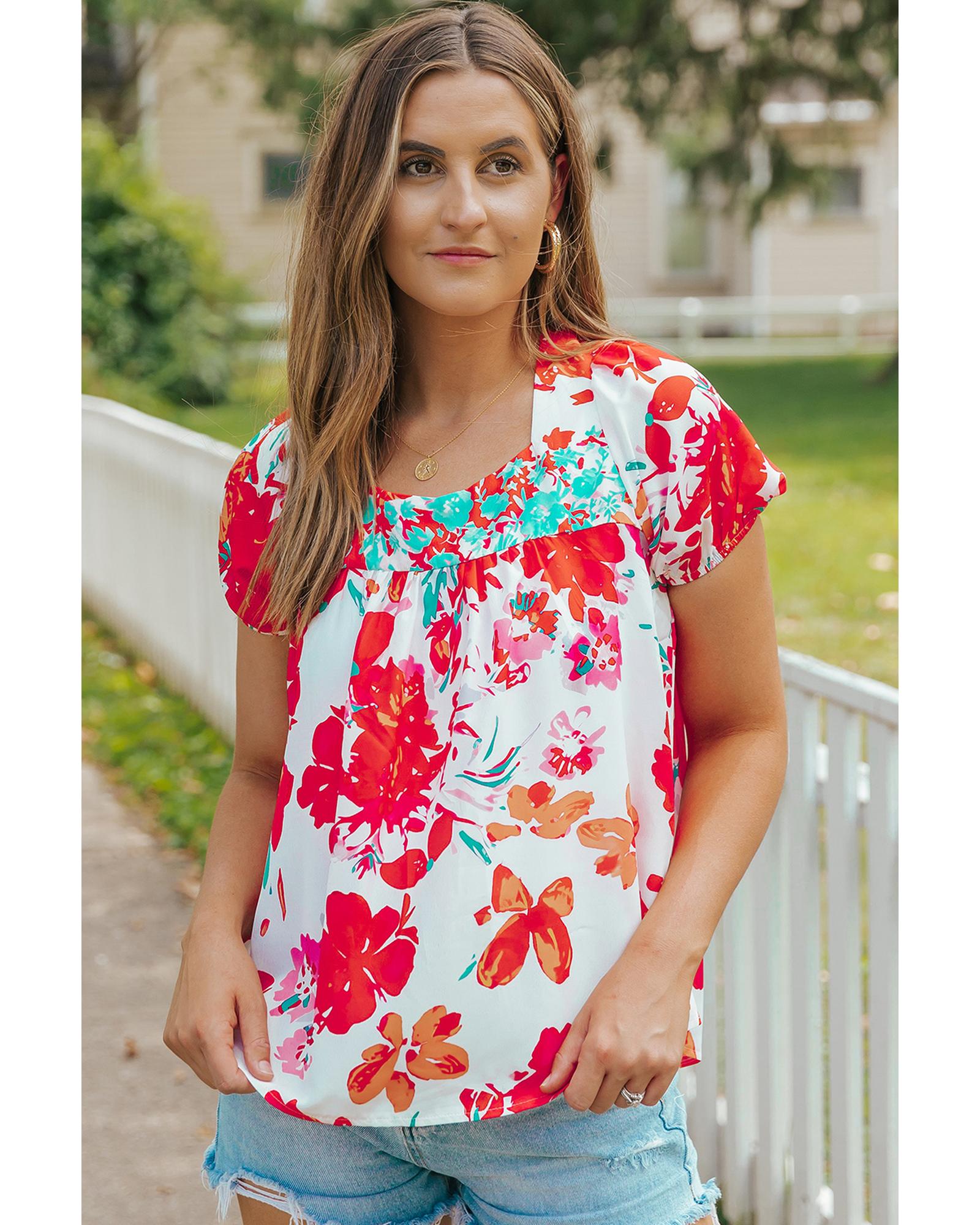 V539-AZEXDC25120955-3-S-164906-00 Azura Exchange Embroidered Square Neck Blouse - S - Image 1