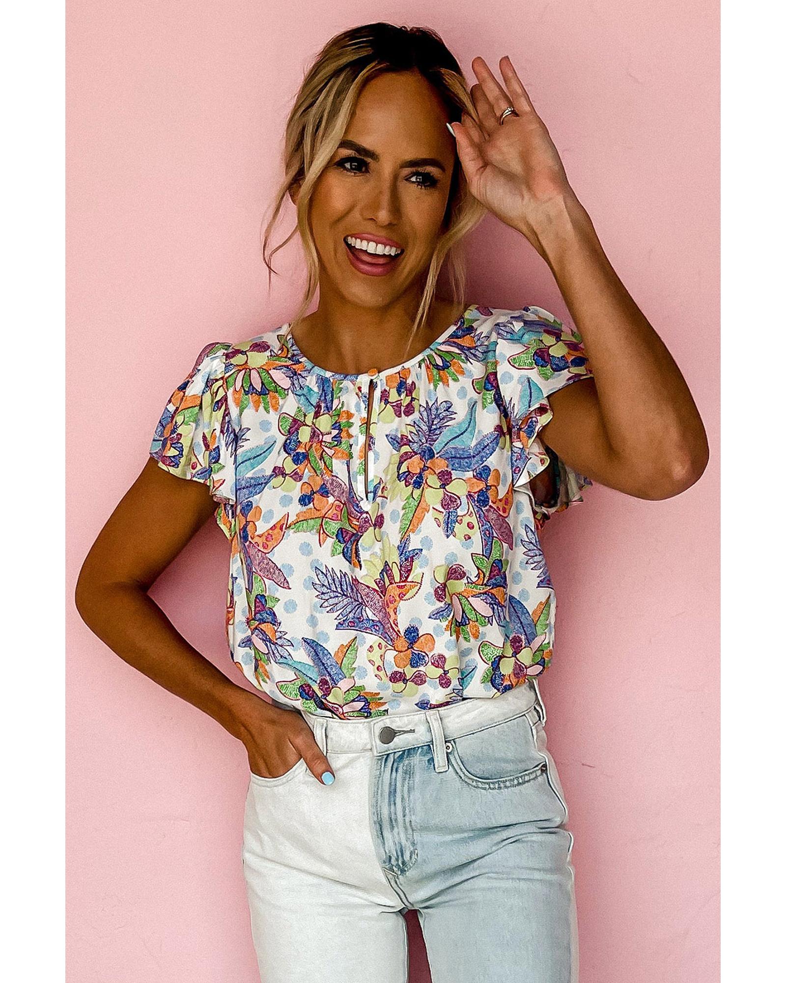 V539-AZEXDC25121376-4-XL-202508260510-00 Azura Exchange Buttoned Ruffled Sleeve Blouse - XL - Image 1