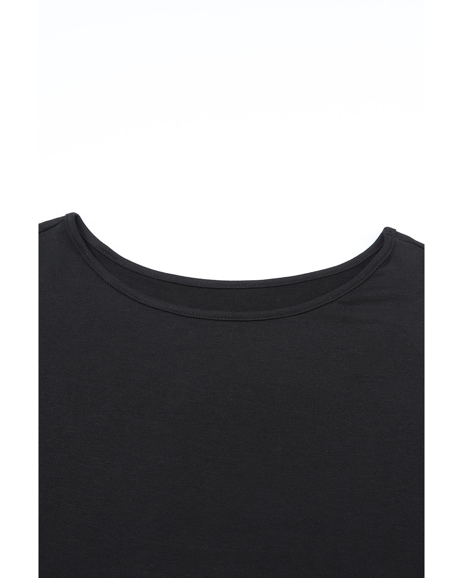 V539-AZEXDC25122558-2-XL-202508270745-00 Black Asymmetrical Cut Out Buttoned Long Sleeve Top - XL - Image 1