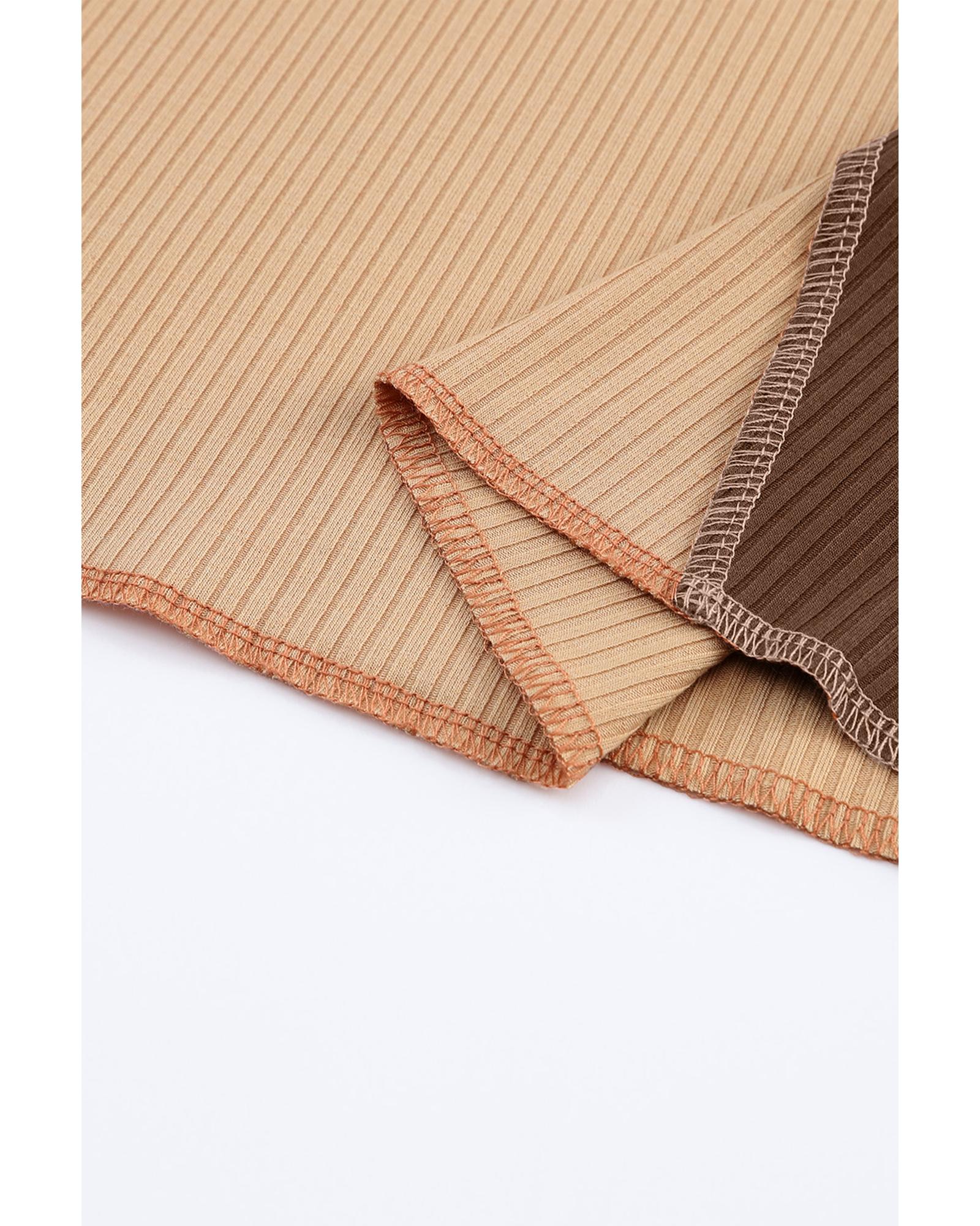 V539-AZEXDC25122580-17-S-202508261150-00 Azura Exchange Color Block Ribbed Knit Top - S - Image 1