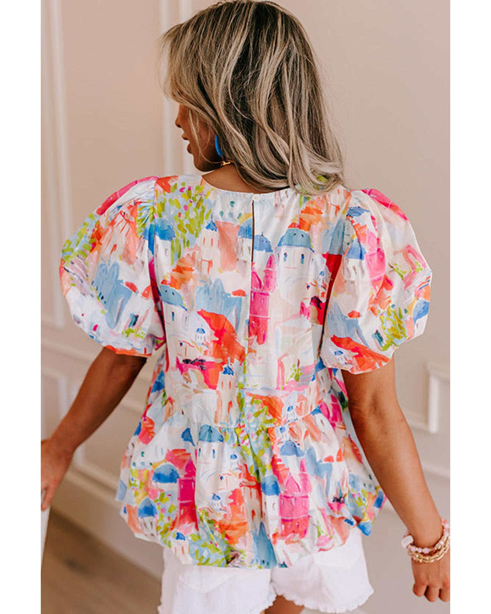 V539-AZEXDC25126731-P10420-L-202508271615-00 Sky Blue Parisian Avenue Babydoll Top - L - Image 1