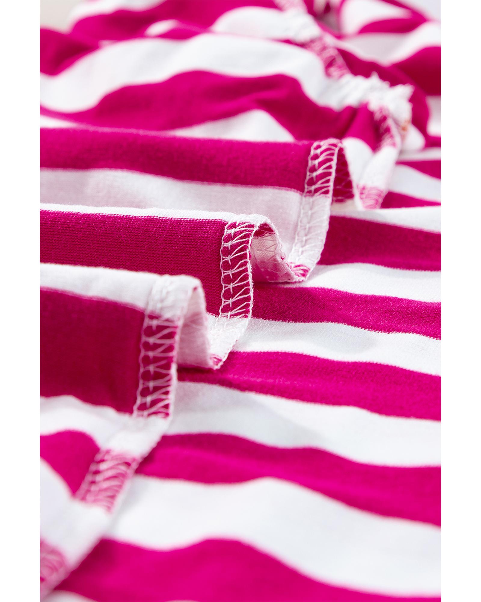 V539-AZEXDC25126988-P6-L-202508271355-00 Rose Red Striped Ruffle Sleeve Crew Neck Blouse - L - Image 1