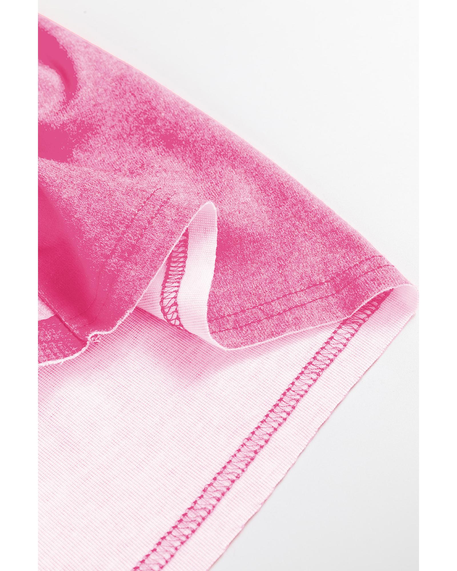 V539-AZEXDC25128906-P622-L-202508271425-00 Rose Red Checkerboard Striped Patchwork Lantern Sleeve Pocketed Blouse - L - Image 1