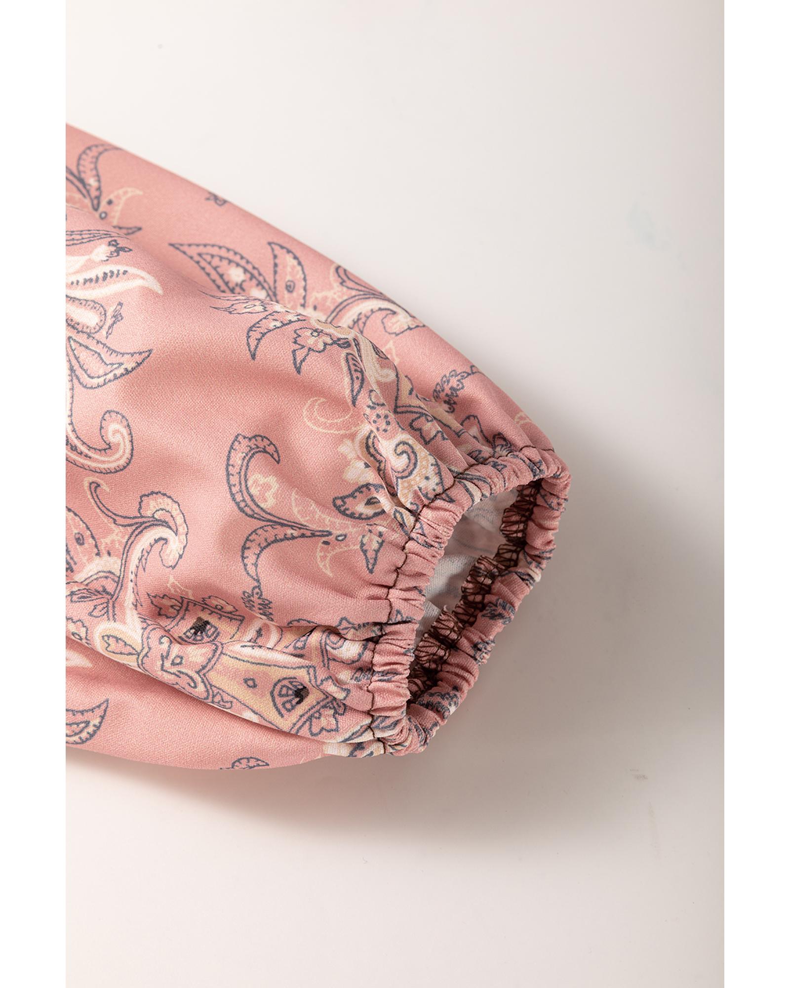 V539-AZEXDC25129155-P2015-L-202508271335-00 Jet Stream Mixed Print Raglan Sleeve Ribbed Knit Patchwork Blouse - L - Image 1