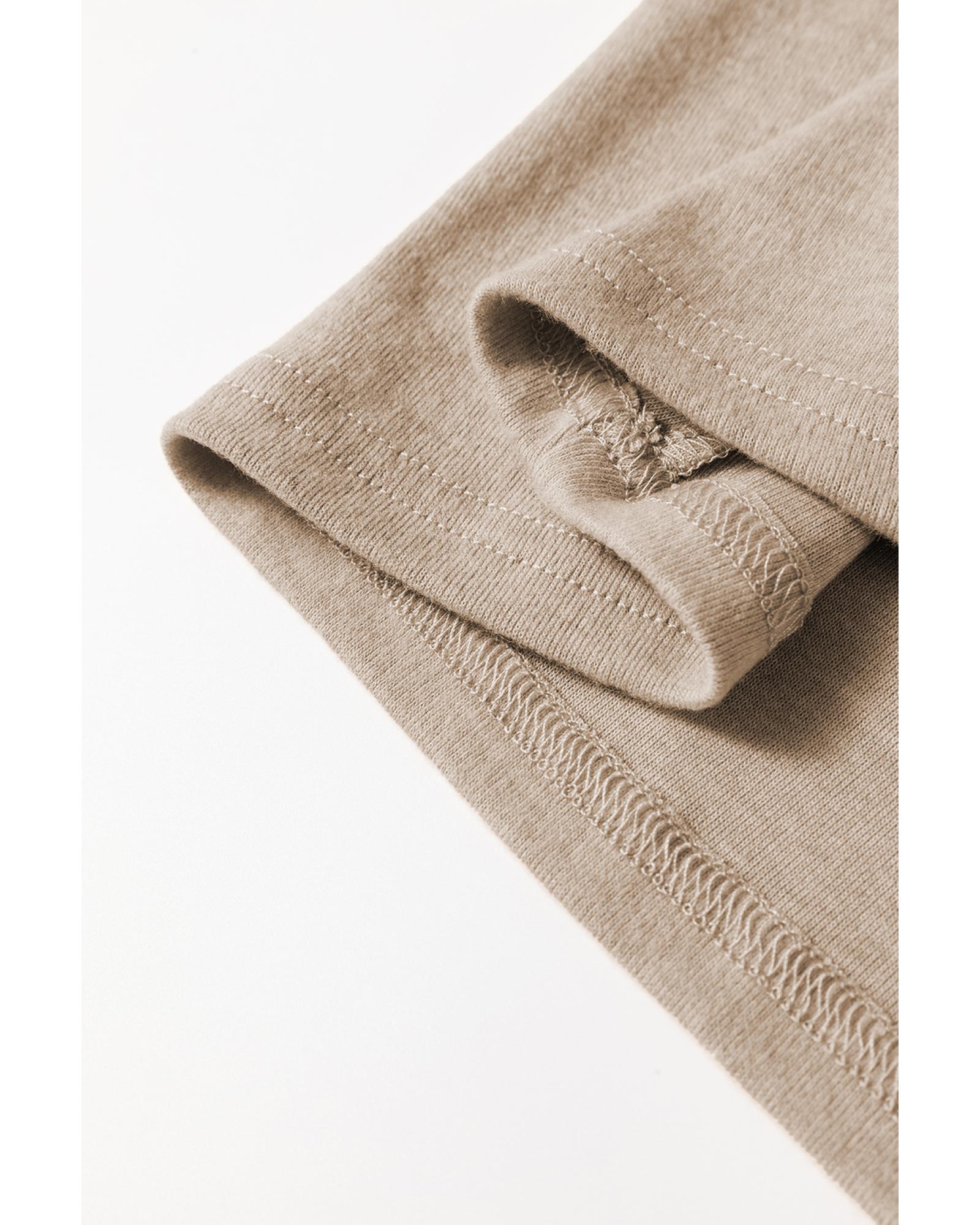 V539-AZEXDC25129189-P6016-XL-202508272120-00 Parchment Seam Detail Lace Contrast Cuffs Raglan Sleeve Top - XL - Image 1