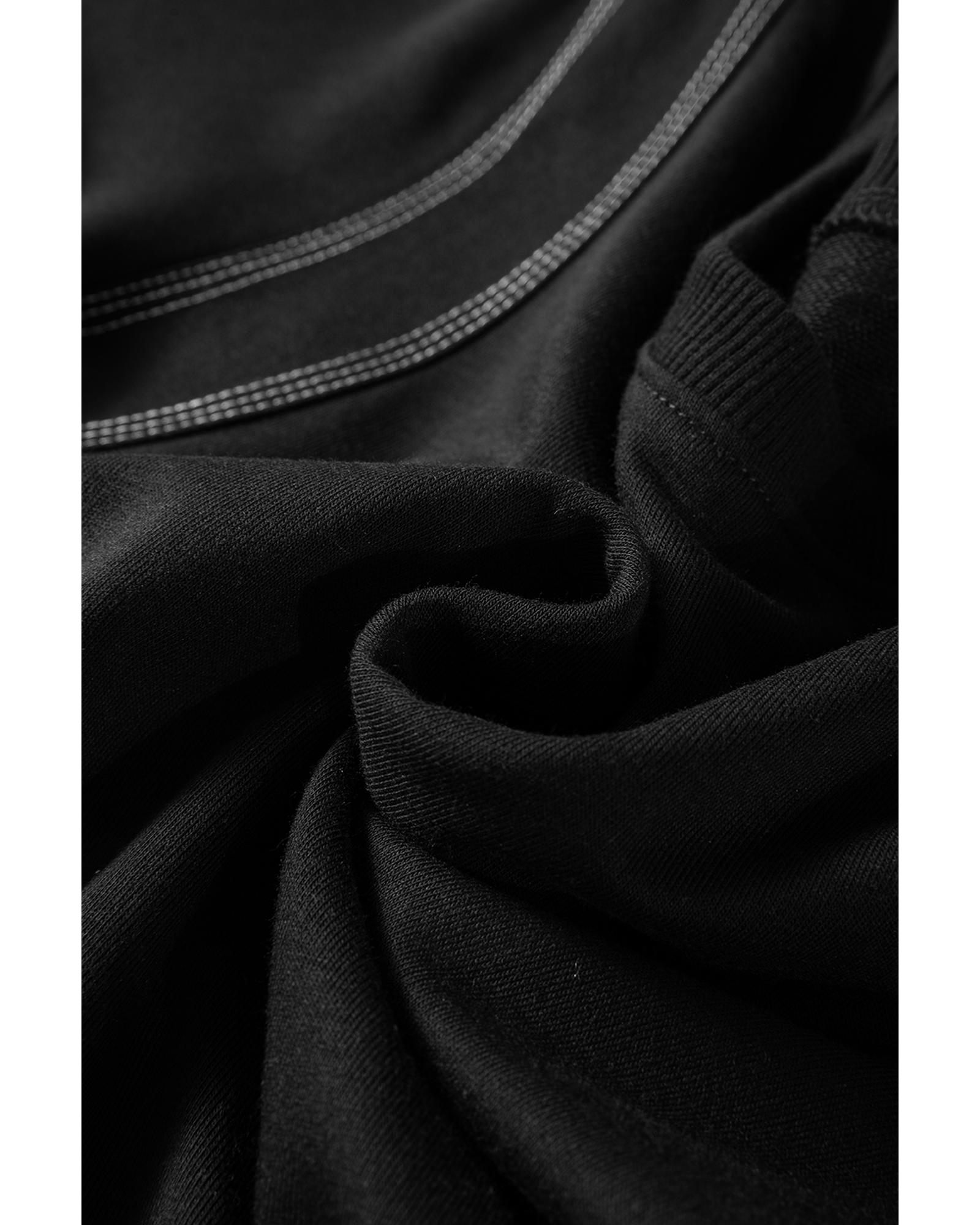 V539-AZEXDC25129643-P2-L-202508271055-00 Black Contrast Stitches Detail Puffy Half Sleeve Blouse - L - Image 1