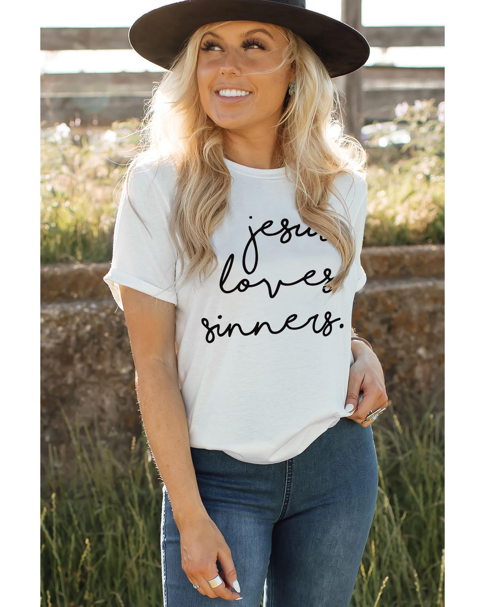 V539-AZEXDC25219582-1-XL-202508262255-00 Azura Exchange Jesus Loves Sinners Funny T-Shirt - XL - Image 1