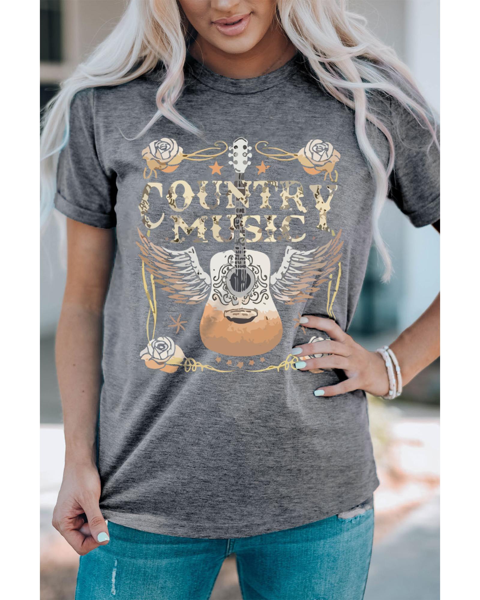 V539-AZEXDC25219706-11-XL-202508251745-00 Azura Exchange Guitar Graphic Print Short Sleeve T Shirt - XL - Image 1