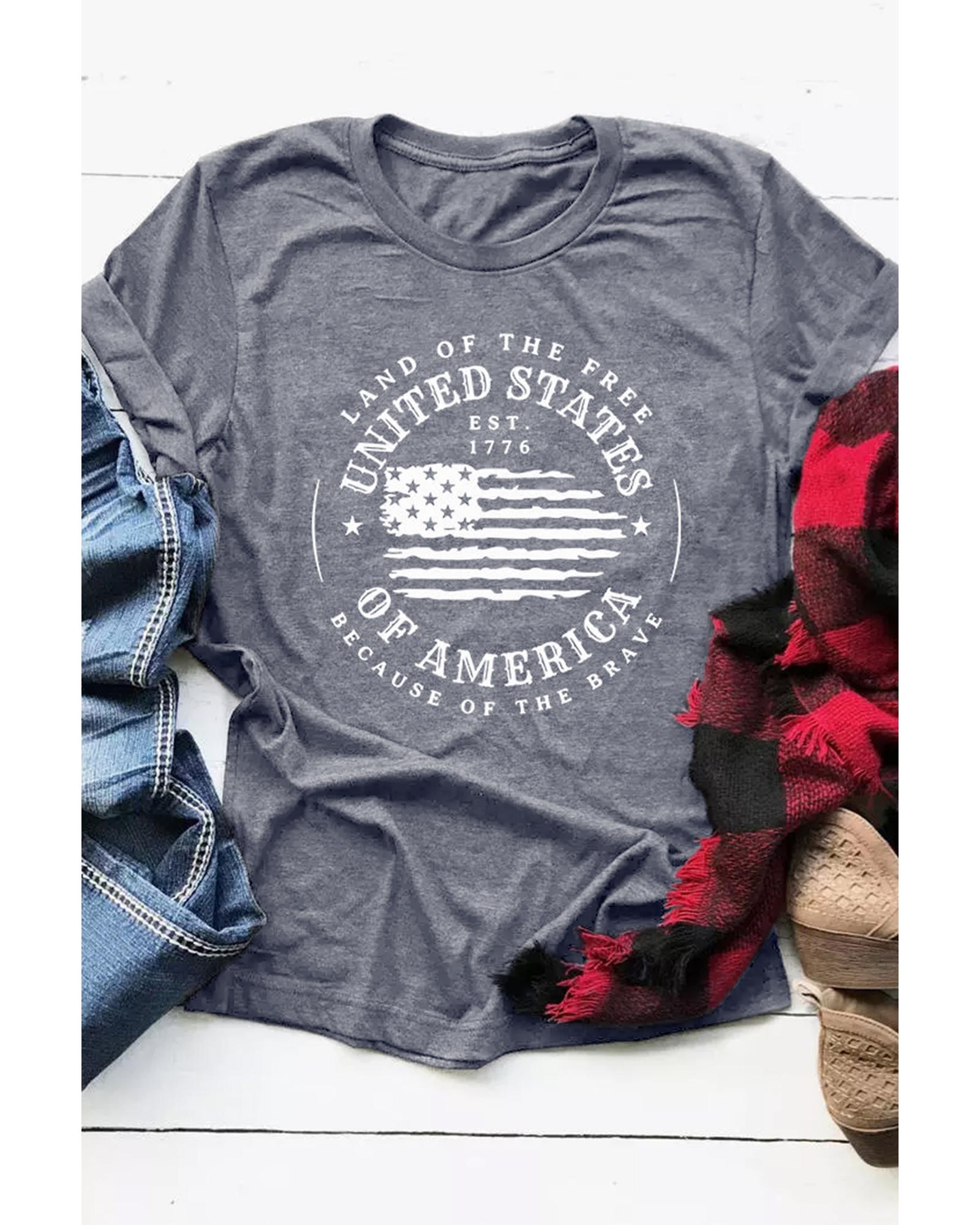 V539-AZEXDC25221389-11-L-202508271725-00 Gray United States Of America Flag Graphic Print T Shirt - L - Image 1