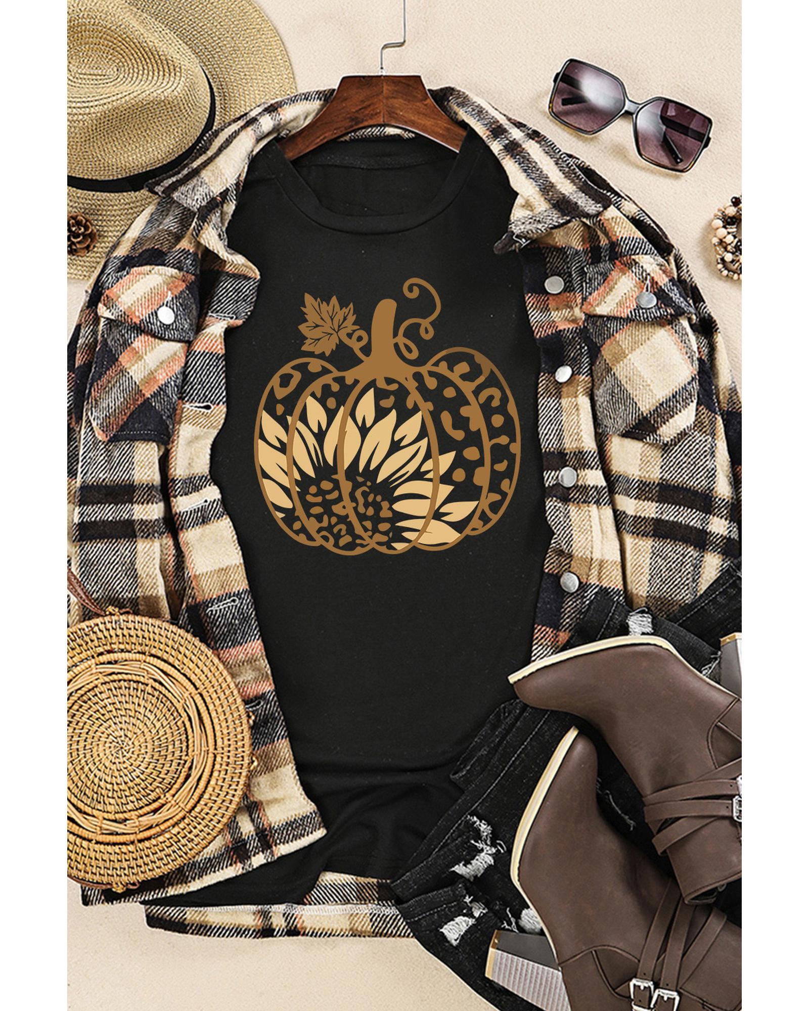 V539-AZEXDC25222703-2-2XL-202508262245-00 Azura Exchange Halloween Sunflower Pumpkin Graphic Tee - 2XL - Image 1