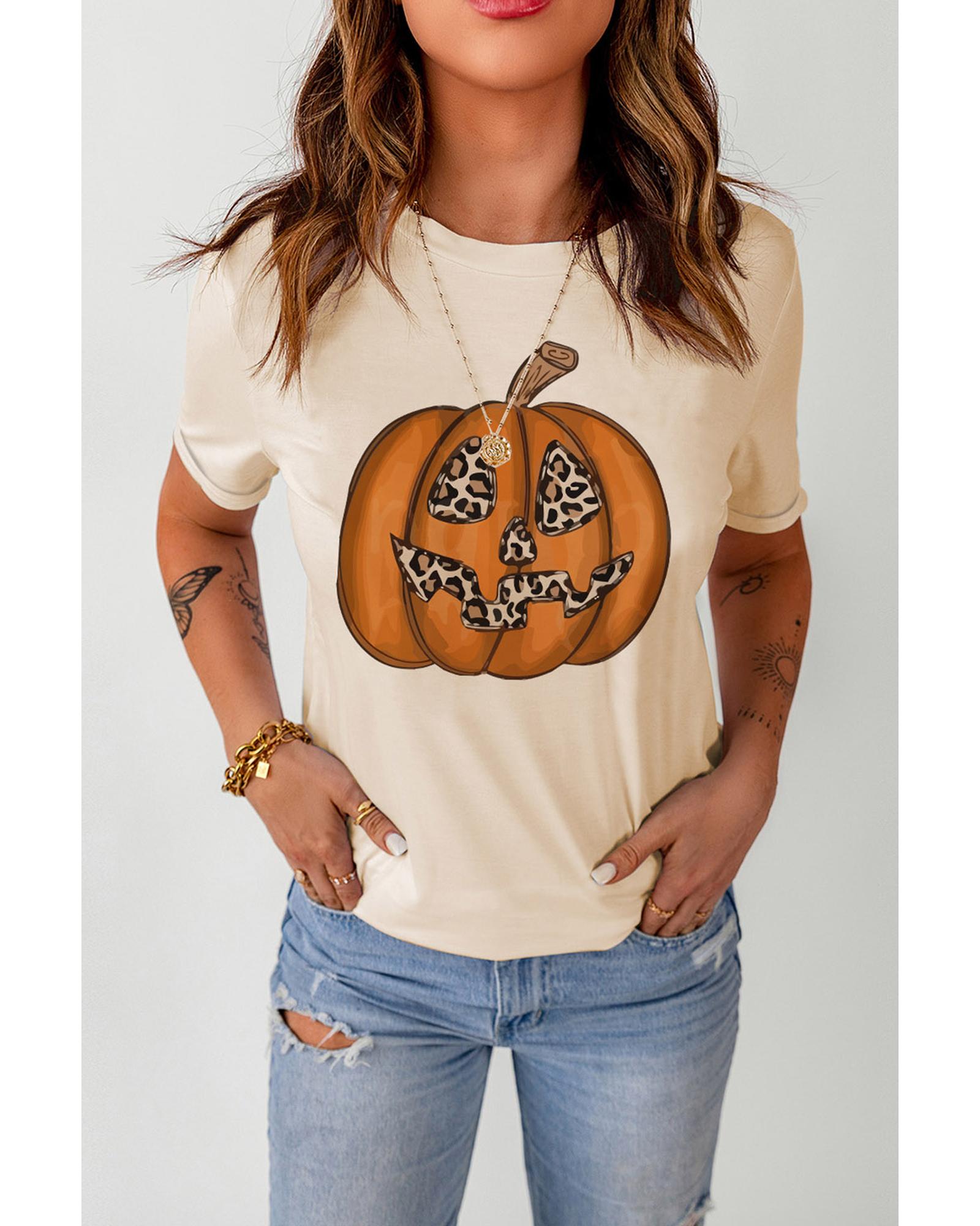 V539-AZEXDC25222853-16-S-202508251915-00 Azura Exchange Leopard Pumpkin Print T Shirt - S - Image 1