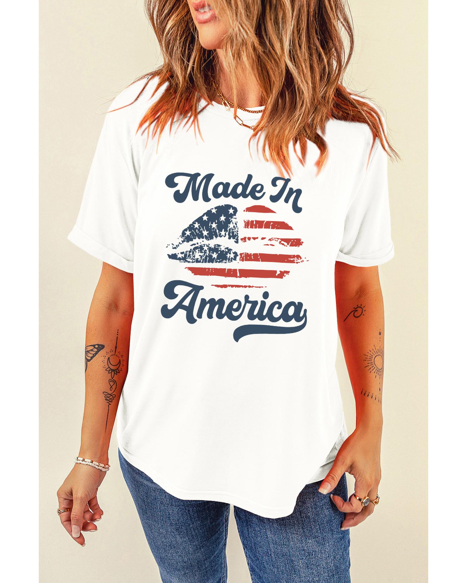 V539-AZEXDC25226085-1-XL-202508272155-00 White Made in America Lip Printed O Neck T Shirt - XL - Image 1