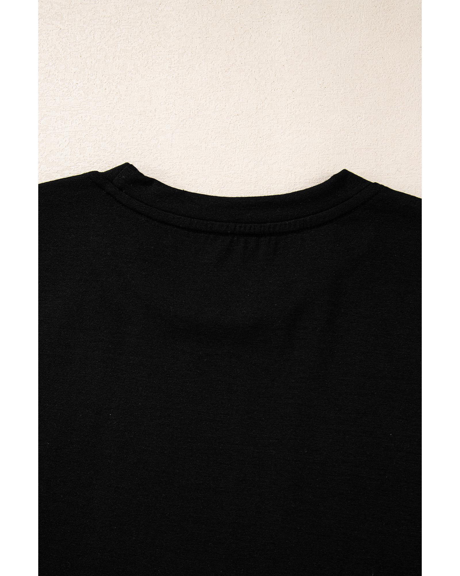 V539-AZEXDC25226830-2-2XL-202508291305-00 Black Santa Claus Leopard Bow Print Crew Neck Casual T Shirt - 2XL - Image 1