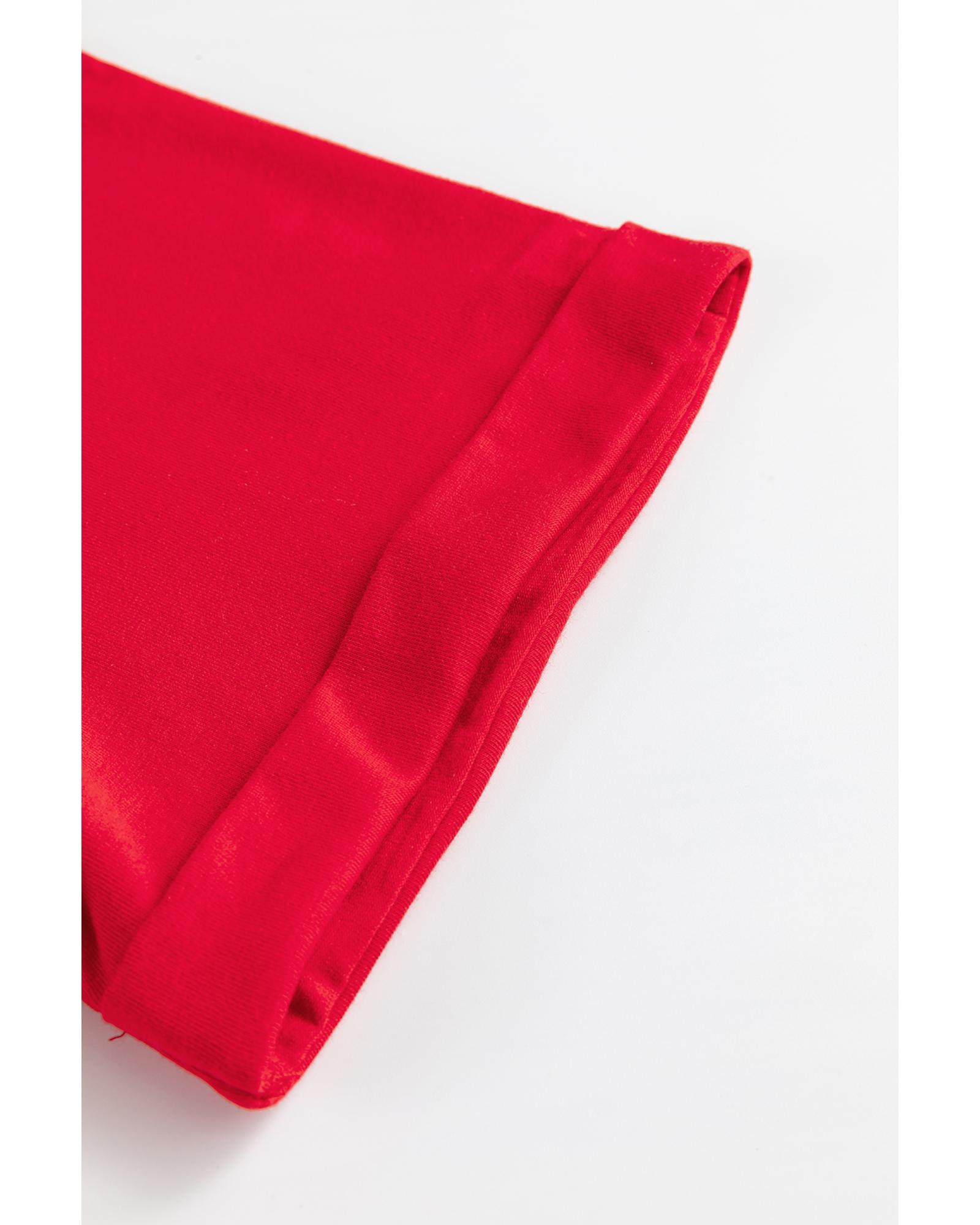 V539-AZEXDC25227037-103-XL-202508292310-00 Red Christmas MERRY Graphic Cuffed Sleeve T Shirt - XL - Image 1