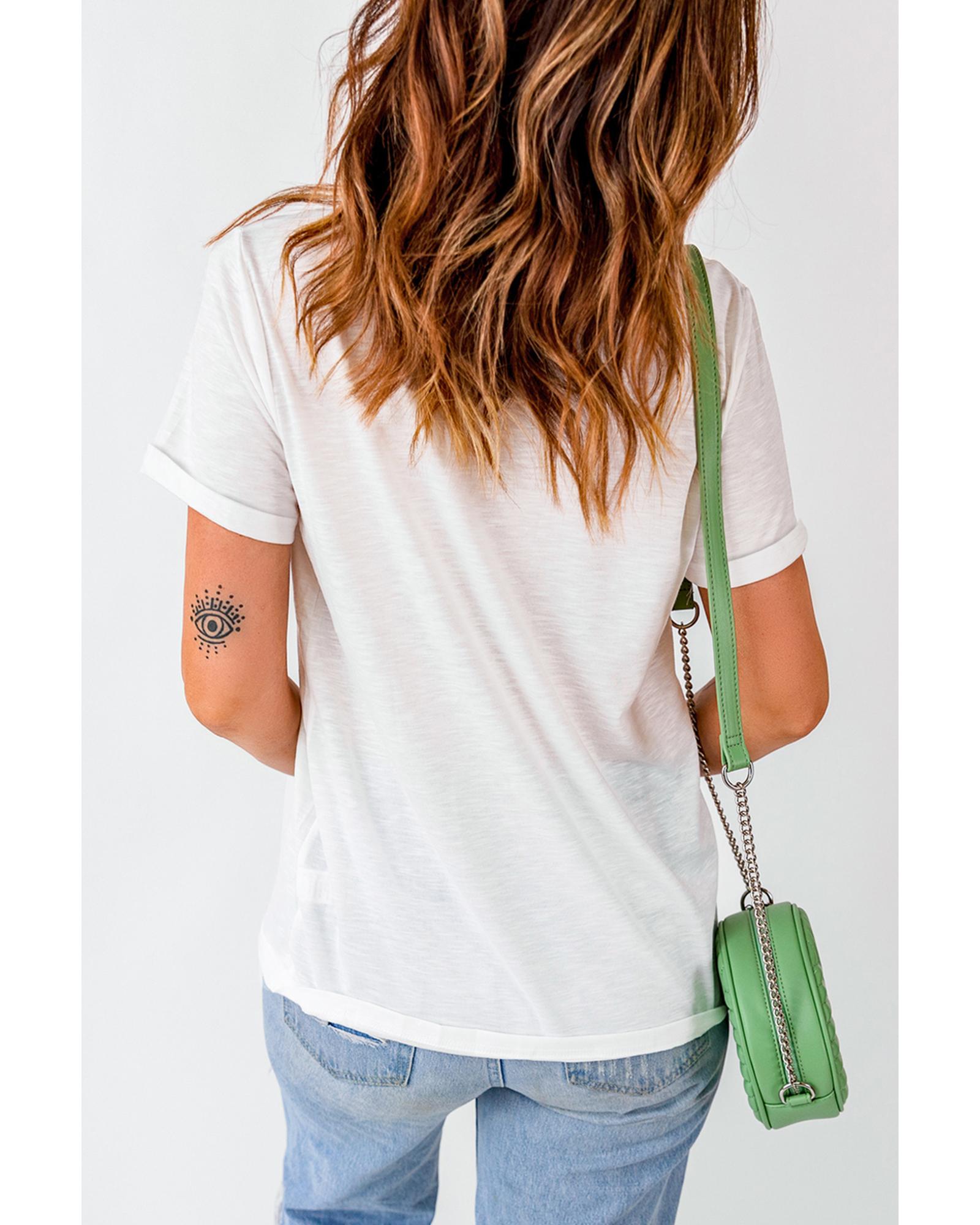 V539-AZEXDC25227165-1-2XL-202508281105-00 White Merry Christmas Holiday Vibe Graphic Crewneck T Shirt - 2XL - Image 1