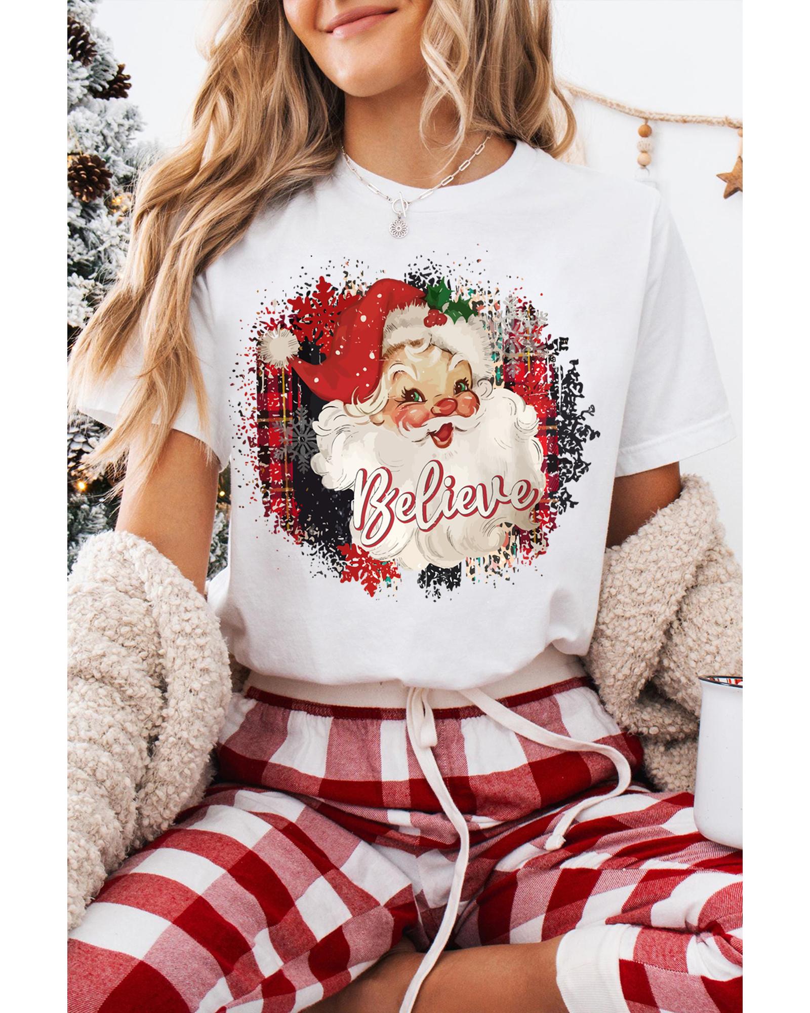 V539-AZEXDC25227283-1-3XL-202508280935-00 White Believe Christmas Father Graphic Crewneck T Shirt - 3XL - Image 1