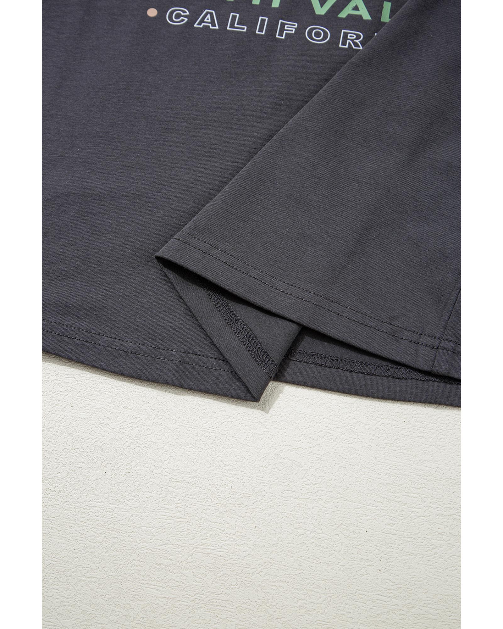 V539-AZEXDC25227809-P2011-L-202508300040-00 Dark Grey RISE WITH THE SUN Western Fashion Graphic Tee - L - Image 1